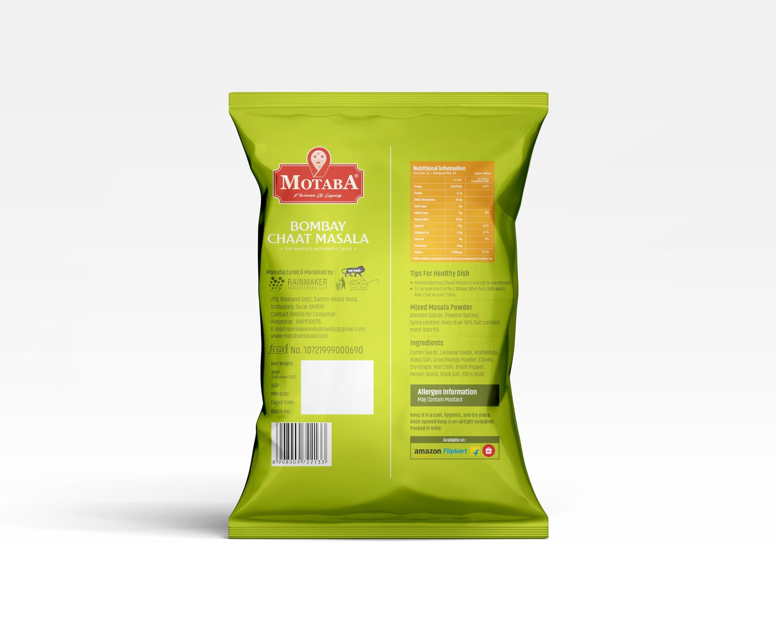 Motaba Fresh Bombay Chat Masala 1kg | Chaat Masala with Natural Oils |Rich Aroma & Flavour |Indian Spices I Natural Taste No-Preservatives No-Colour — image 3