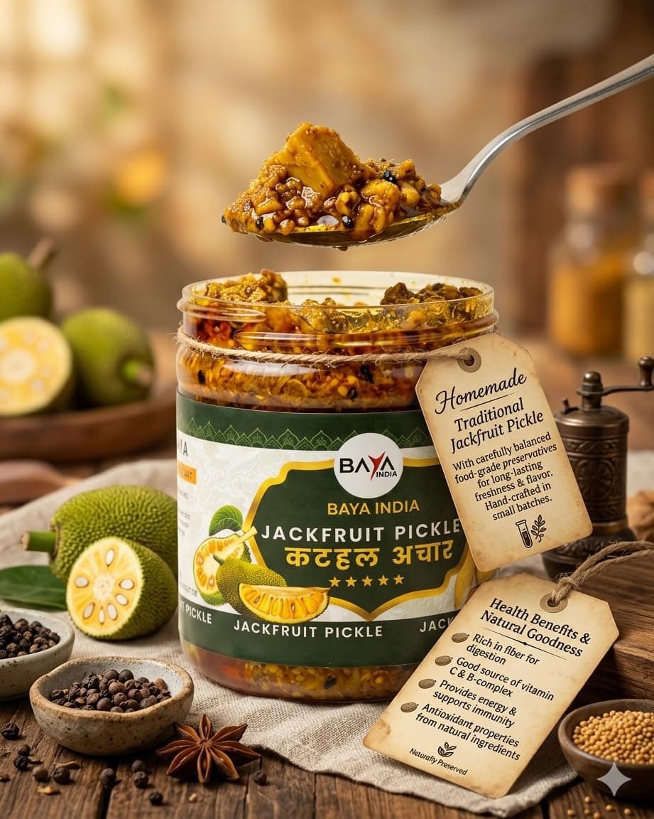 Baya India Mango & Jackfruit Pickle Combo | Homemade Aam aur Kathal ka Achar | Tangy & Flavorful Pickle | Made with Mustard Oil | No Added Preservatives | No Garlic No Onion | 350g each — image 8