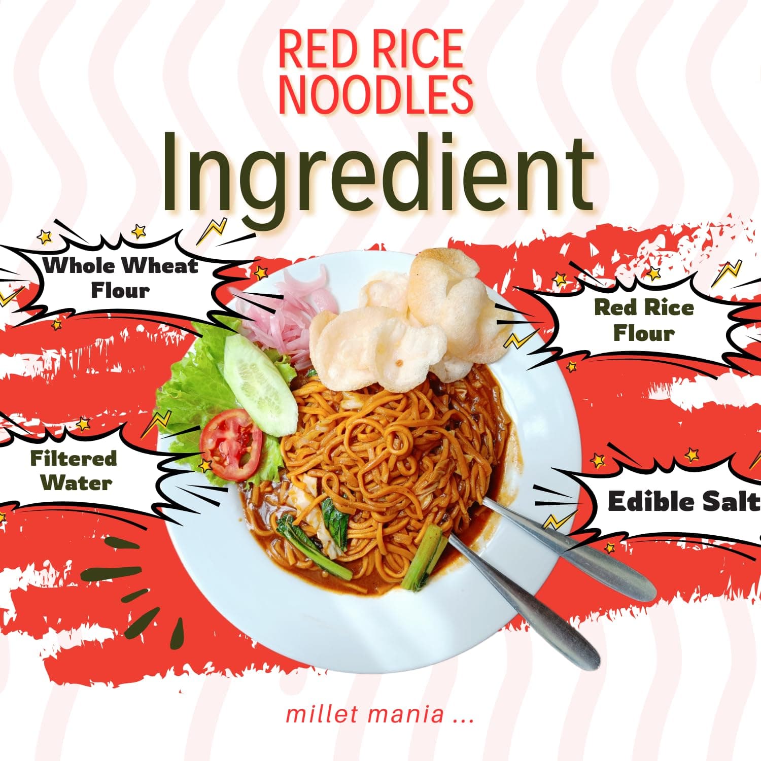 Millet Mania Red Rice Millet Noodles | Healthy And Delicious | Vegan | Indian Origin (Pack of 1) — image 3