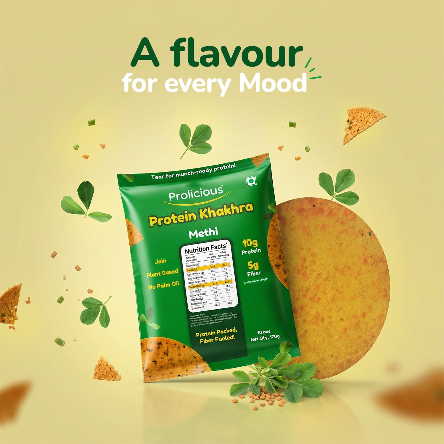Prolicious High Protein & Fibre-Rich Khakhra Combo Pack | Crispy Healthy Khakhra Snacks | Indian Snack | No Onion No Garlic | Anytime Tea-Time Snack (Pack of 4, 170g Each) — image 3