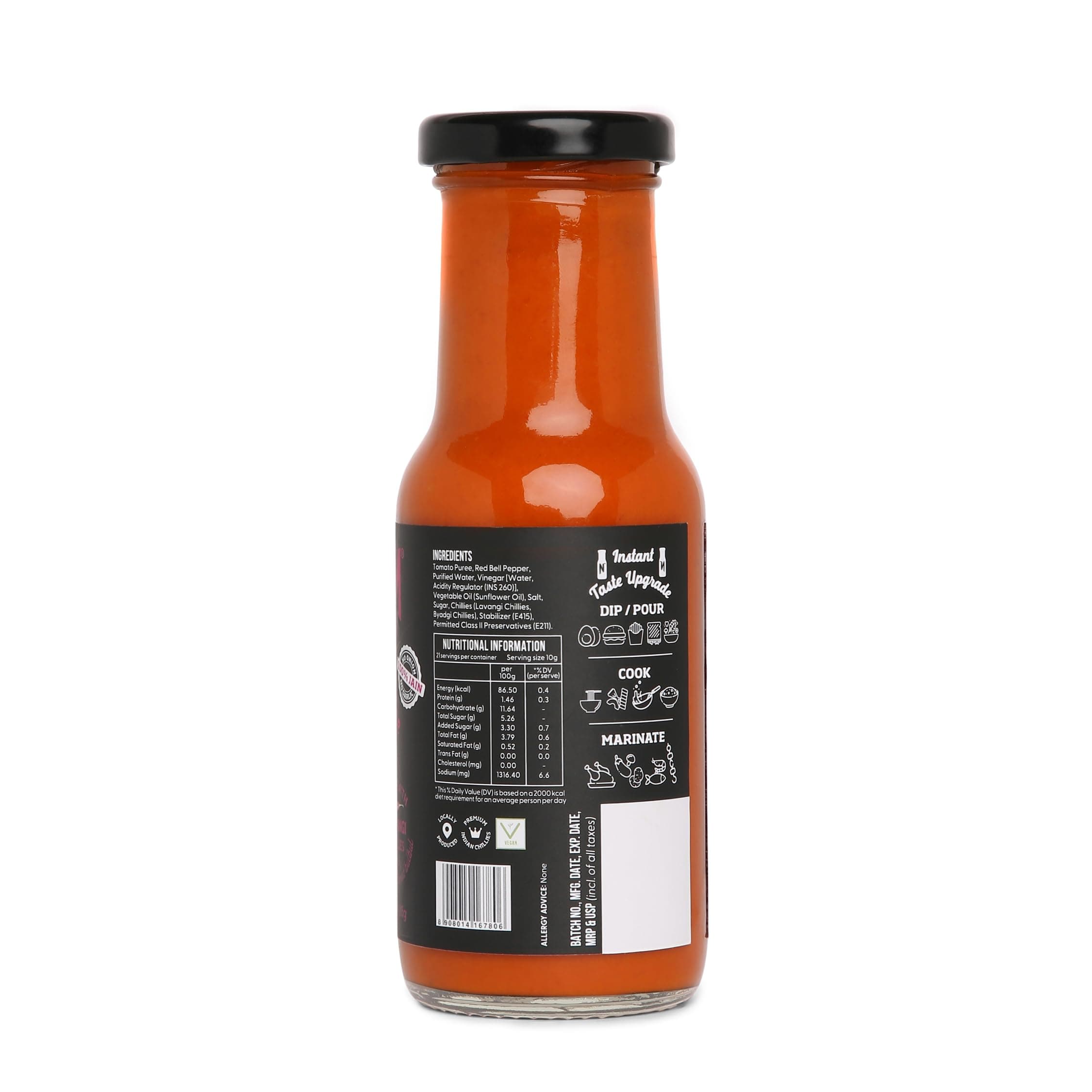 Naagin Jainuine Hot Sauce (215g) | Jain Friendly | No Onion, No Garlic | Mildly Spicy | Fruity & Balanced | Vegan | Dip, Cook | Perfect for Snacks, Indian Meals & Cooking — image 2