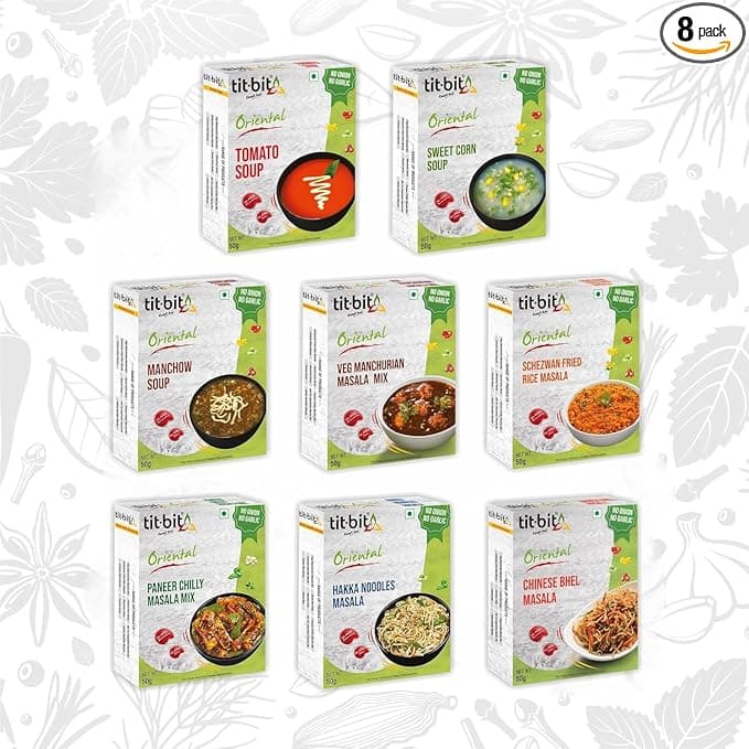 Tit-Bit Oriental - No Onion No Garlic Chinese Masala's Easy to Cook (Jumbo Combo),8 Count