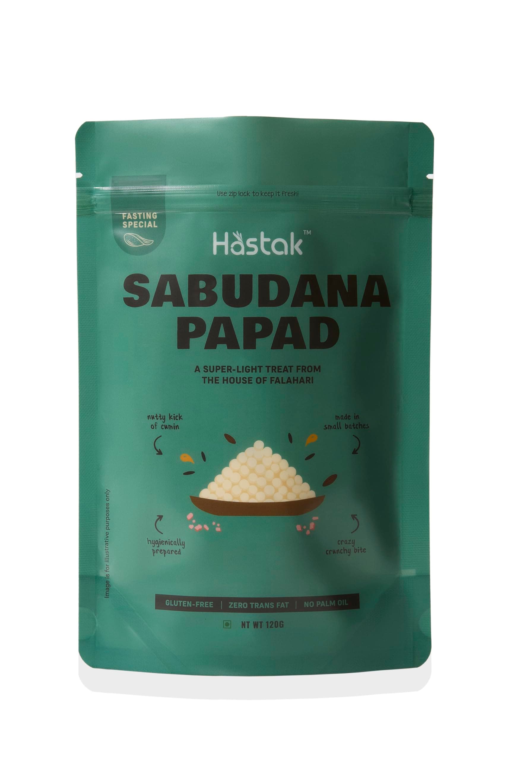 Hastak Sabudana Papad 120 gms | Fasting Special Snack | No cholestrol No trans fat| Vrat Upwas Fast Papad| No onion No garlic Falahari Papad| Ready to Fry