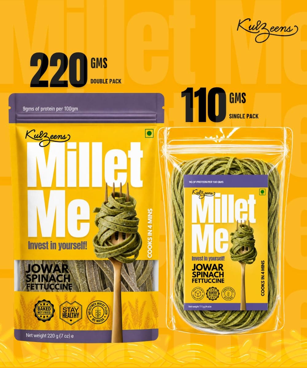 Millet Me by Kuizeens Spinach Jowar Fettuccine Pasta - 110g Each, Pack Of 1 | Gluten-free Sorghum Pasta | Natural Spinach, High Fiber & Iron | Vegan & Maida-free — image 3