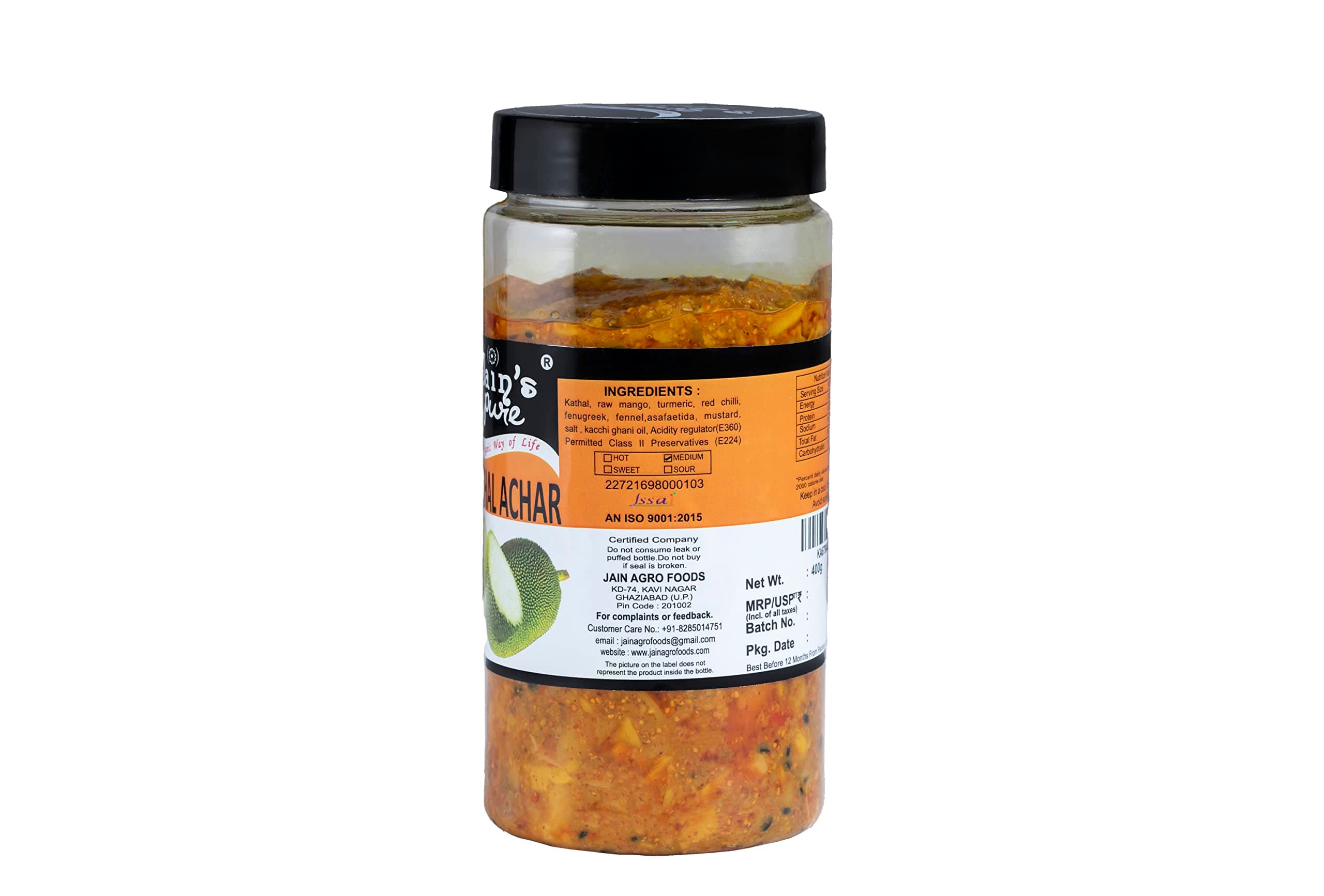 JAIN'S PURE KATHAL ACHAR, 400 GM — image 2