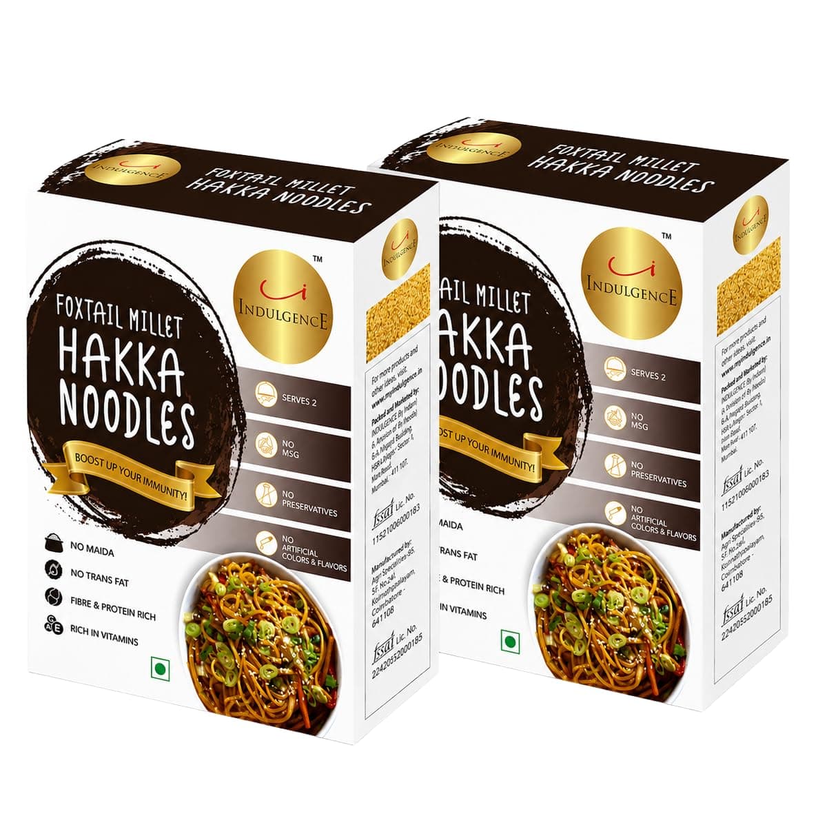 Indulgence Foxtail Millet Hakka Noodles 400g (Pack of 2) | Healthy Alternative | No Maida | Rich in Antioxidants | Tasty & Versatile | Instant Food | Ready to Cook | Serves 2 — image 2
