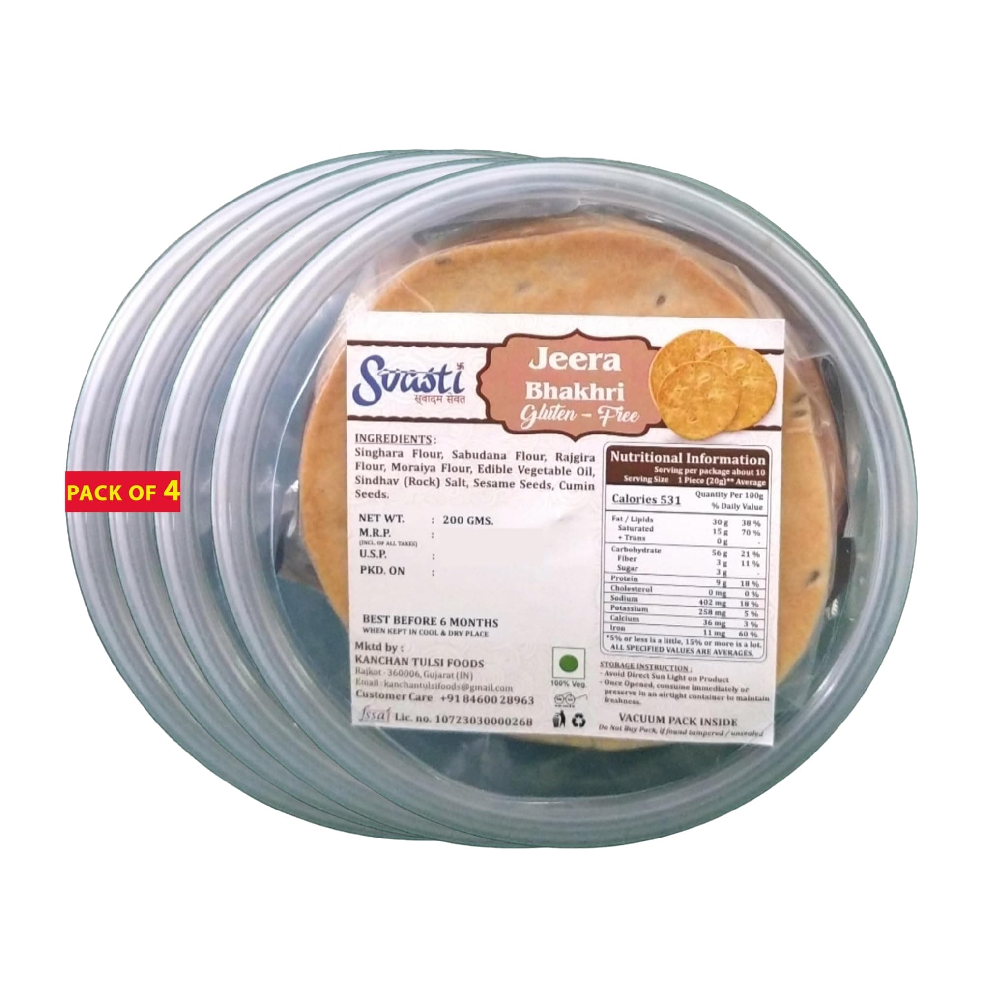 Svasti Dry Jeera Bhakhri Snacks - 200 gms (Pack Of 4) | Roasted Healthy Gujarati Snacks | No Maida | No Artificial Colours | No Onion & Garlic | Gluten Free |Vacuum Packed — image 2