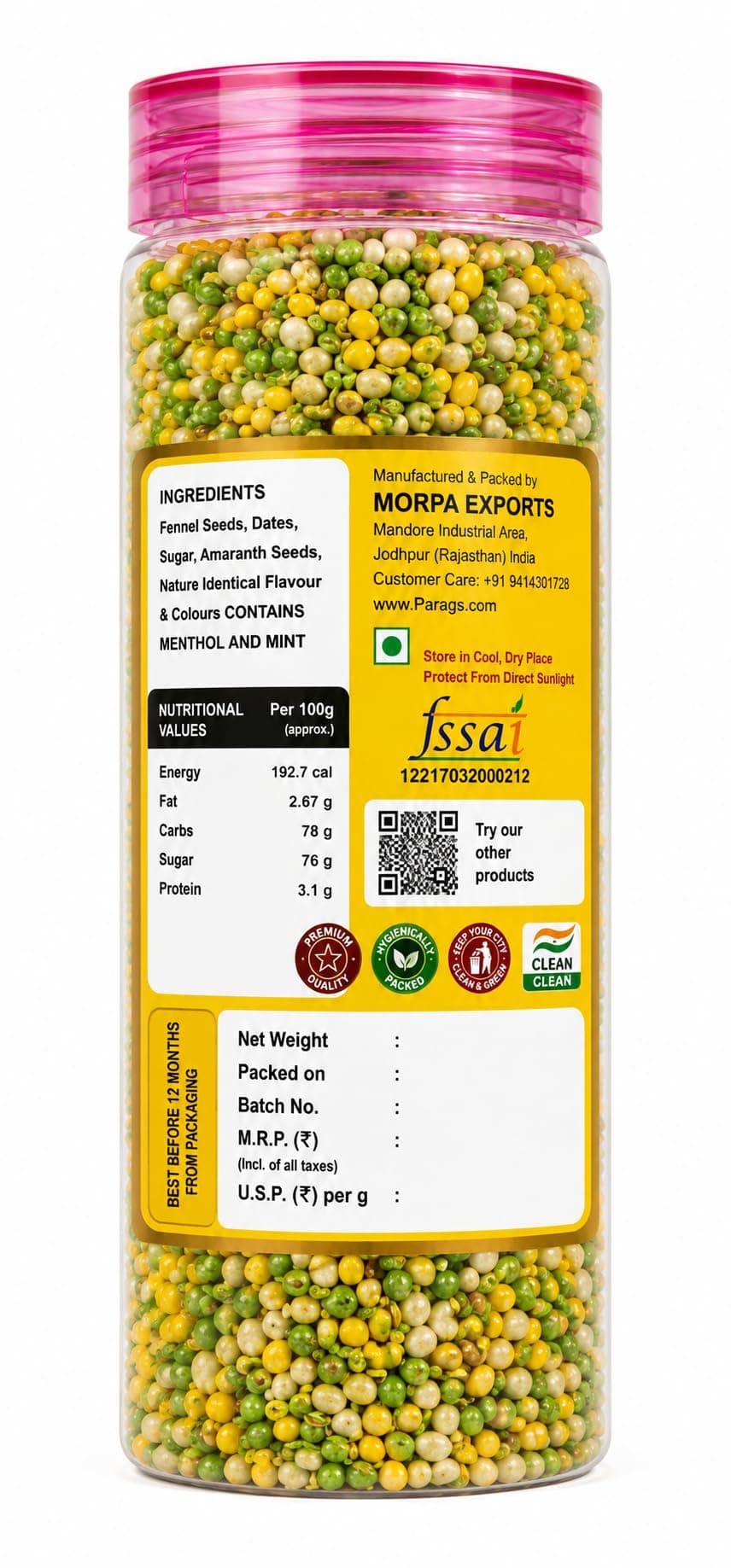 MORPA Pineapple Mukhwas, Jain Special, with Fennel Seeds, Dates, Amaranth Seeds & Menthol, 100% Veg — image 6