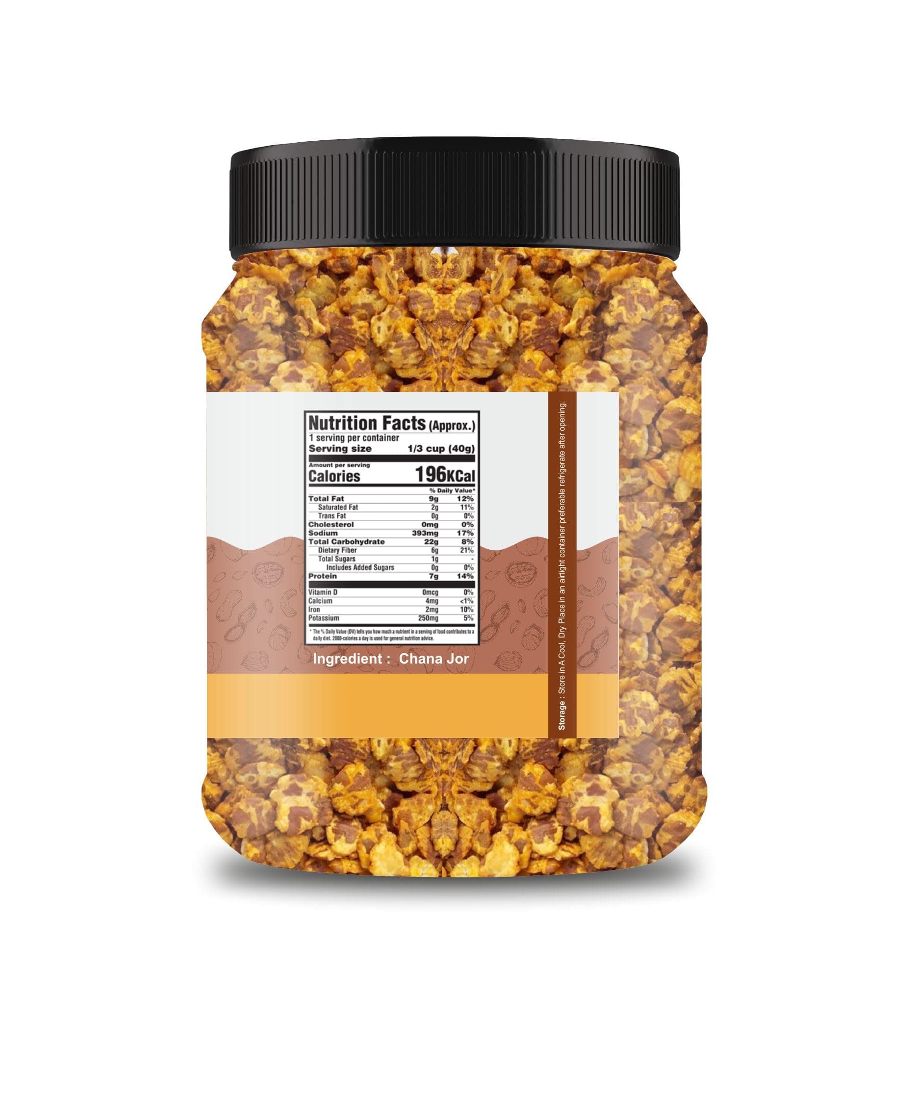 Roasted Chana Jor Garam Healthy Snack for Kids & Adults | Crispy Channa Namkeen, High Protein, Gluten Free | Vegan Jain Snack with Sea Salt & Hing | 300gm — image 2