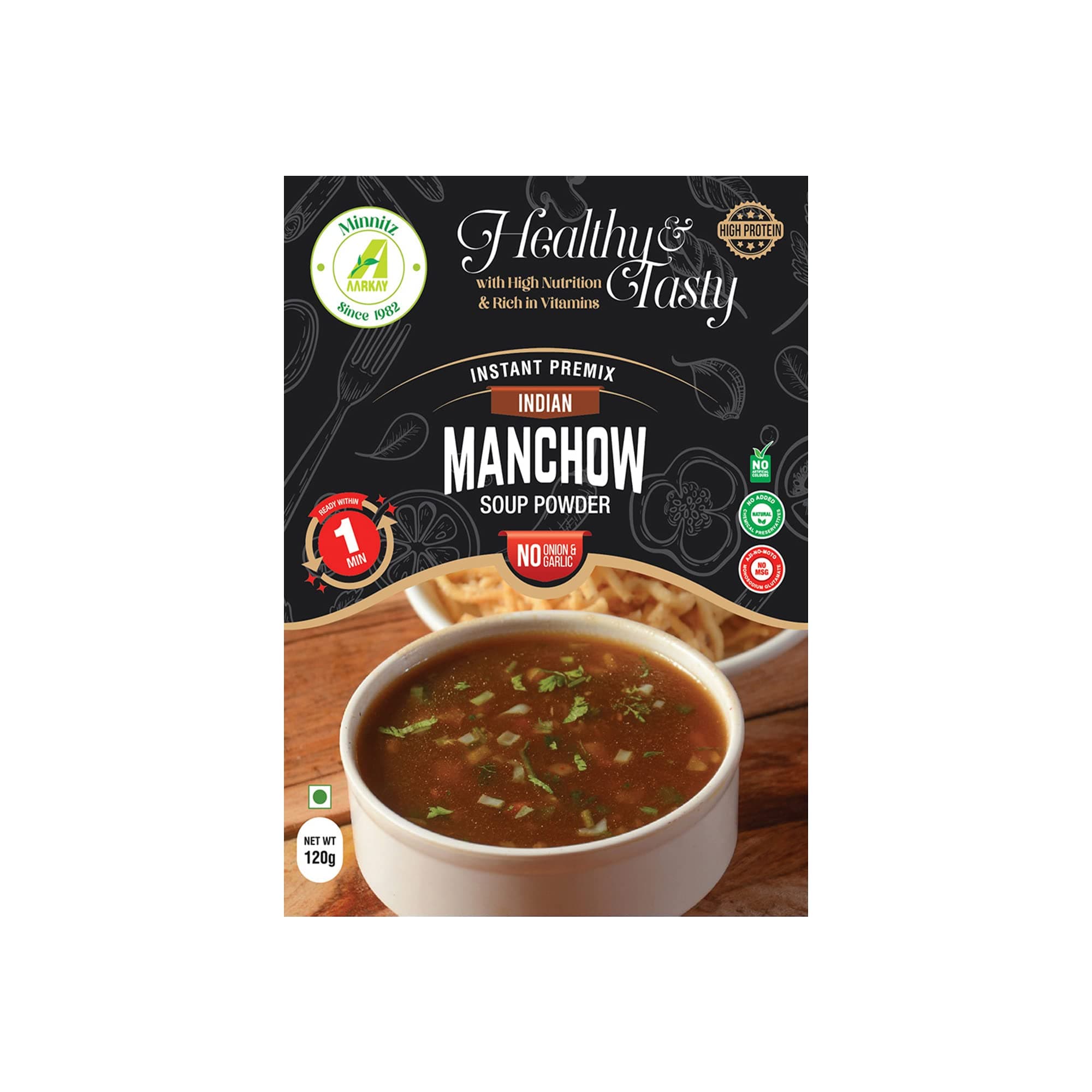 Minnitz Fresh and Delicious Manchow Veg Soup | Instant Mix | No Garlic and Onion |No Added Preservatives | No Chemical | Manchow Veg Soup Mix 120g(12 Servings) — image 4