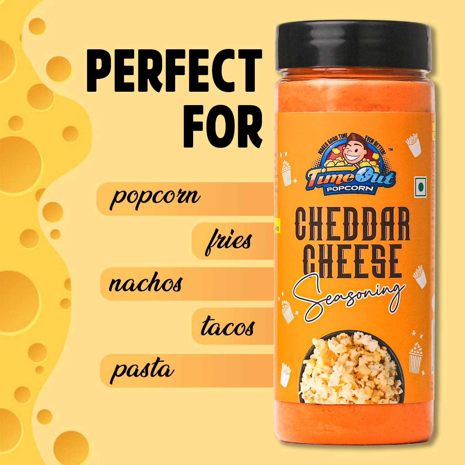 Time Out Popcorn Jain Cheddar Cheese Seasoning, Multi-Purpose Powder, Popcorn and Snacks Flavoring,Pack of 2, 100g Each — image 3