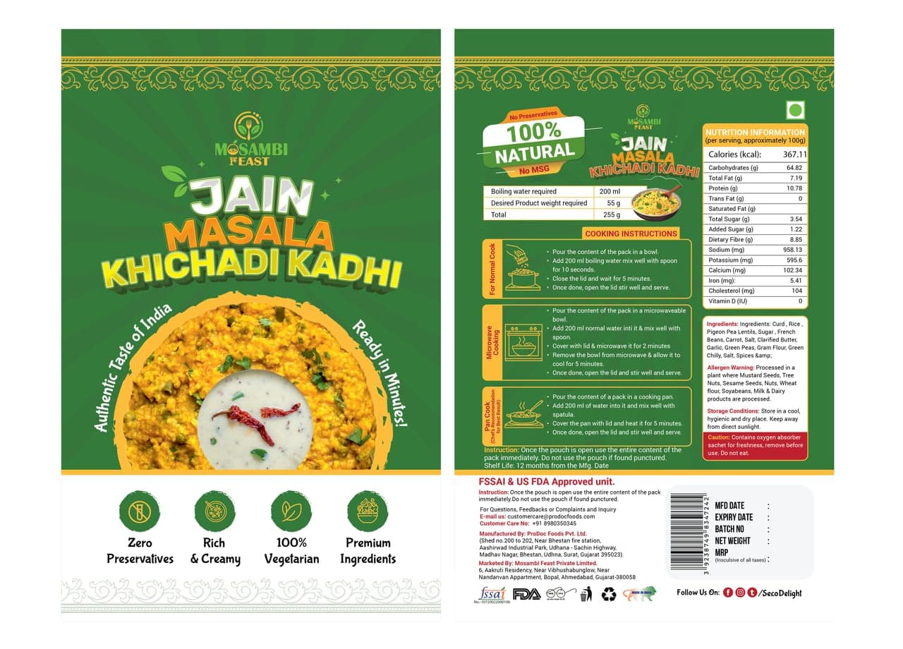 MOSAMBI FEAST Ready-to-Eat Jain Masala Khichdi Kadhi | 100% Natural No Preservatives | Rich Creamy Authentic Indian Flavors | Healthy Vegetarian Meal — image 4