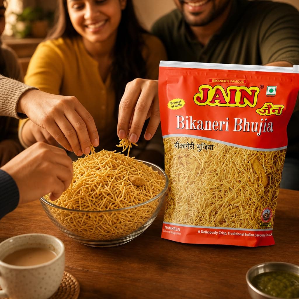 JAIN Bikaneri Bhujia, Size - 1Kg, Asli Bikaneri, Handmade, No Palm Oil, Zipper Pack — image 8