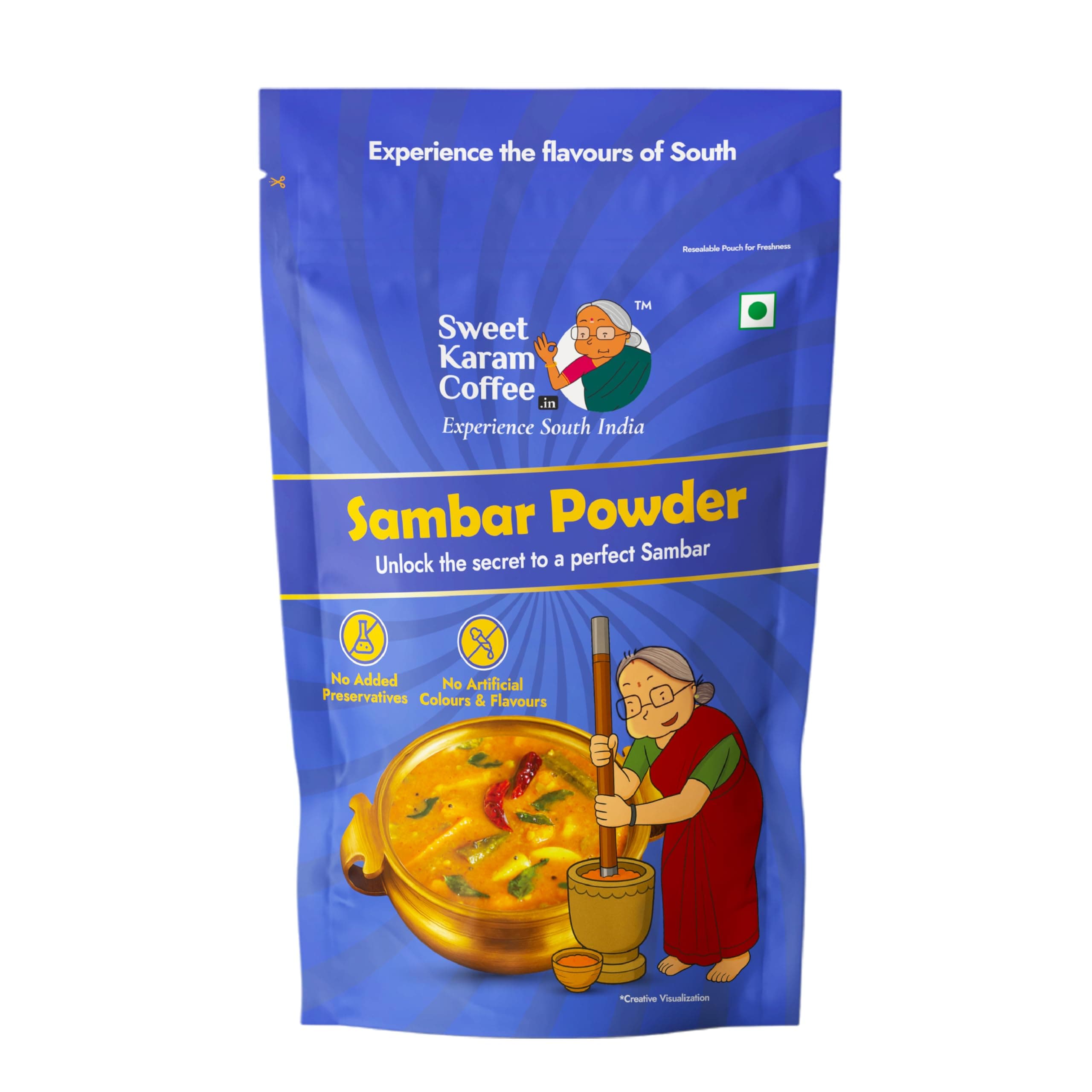 Sweet Karam Coffee Sambar Powder (Podi) – 180 grams | No Onion or Garlic | Authentic Homemade South Indian Masala | 100% Natural & Organic Ingredients | Aromatic, Healthy & Flavorful Spice Blend