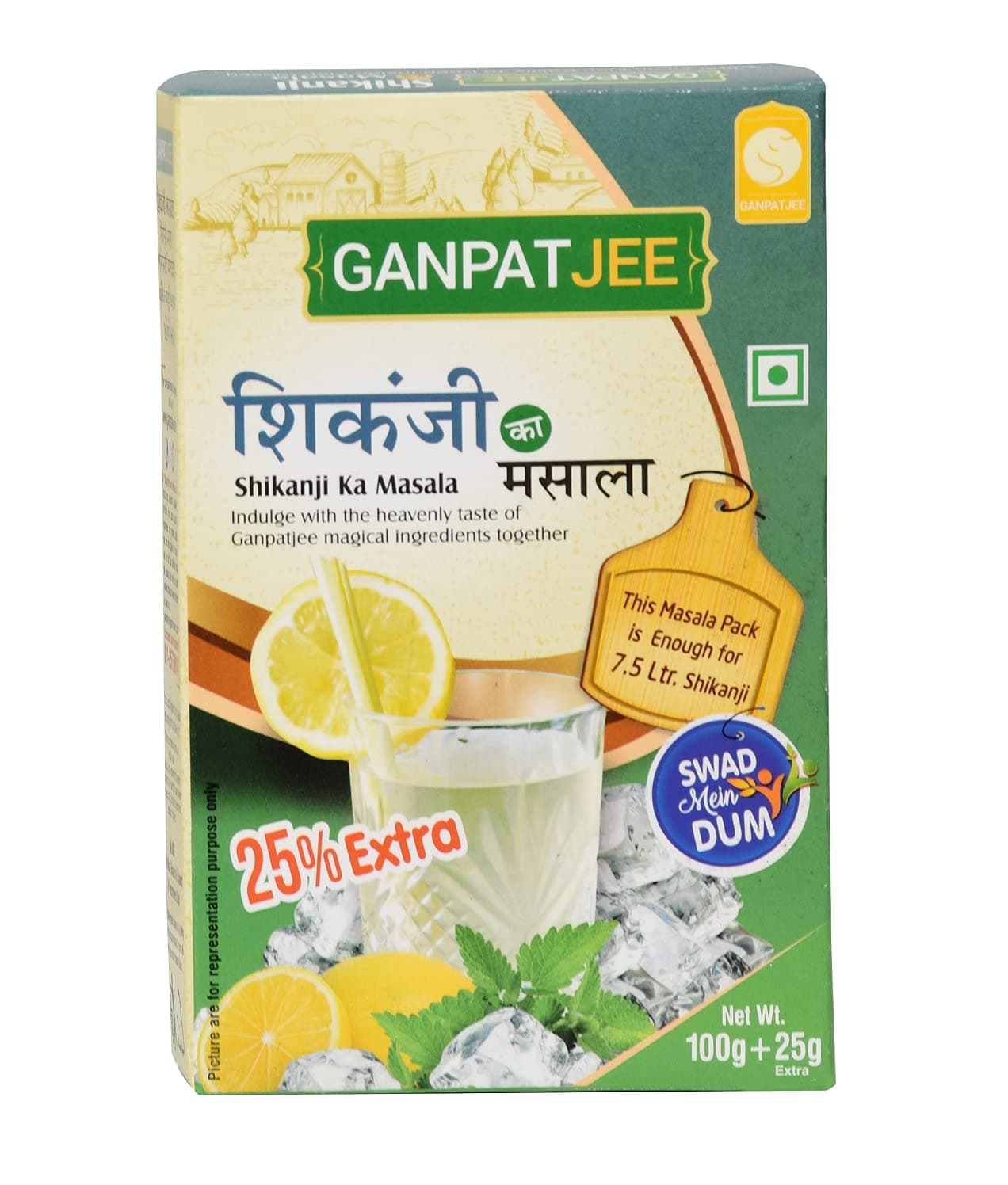 Ganpatjee Fresh Nimbu Lemon Shikanji Masala Powder Great Taste & Refreshing,250G | PACK OF 125G x 2 | — image 2