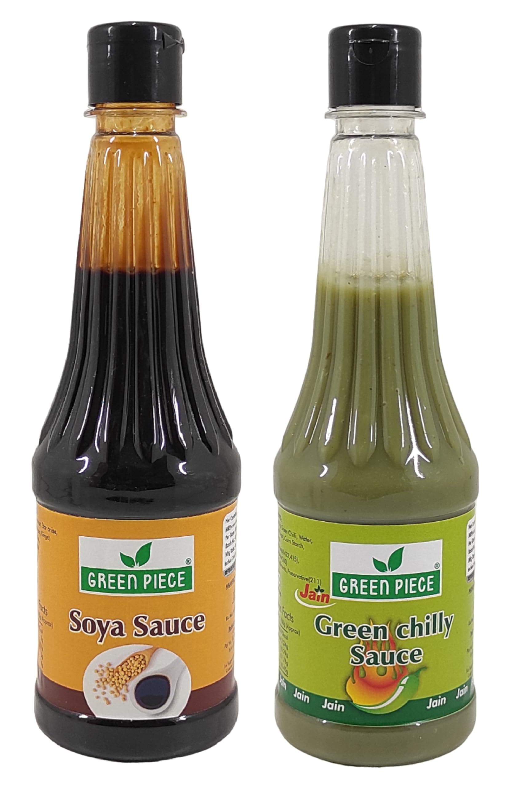 Green Piece Jain Sauce WIth No Onion/Garlic Soya sauce & Green Chilli Sauce(Pack of 2) Sauce (1000 ml) — image 2