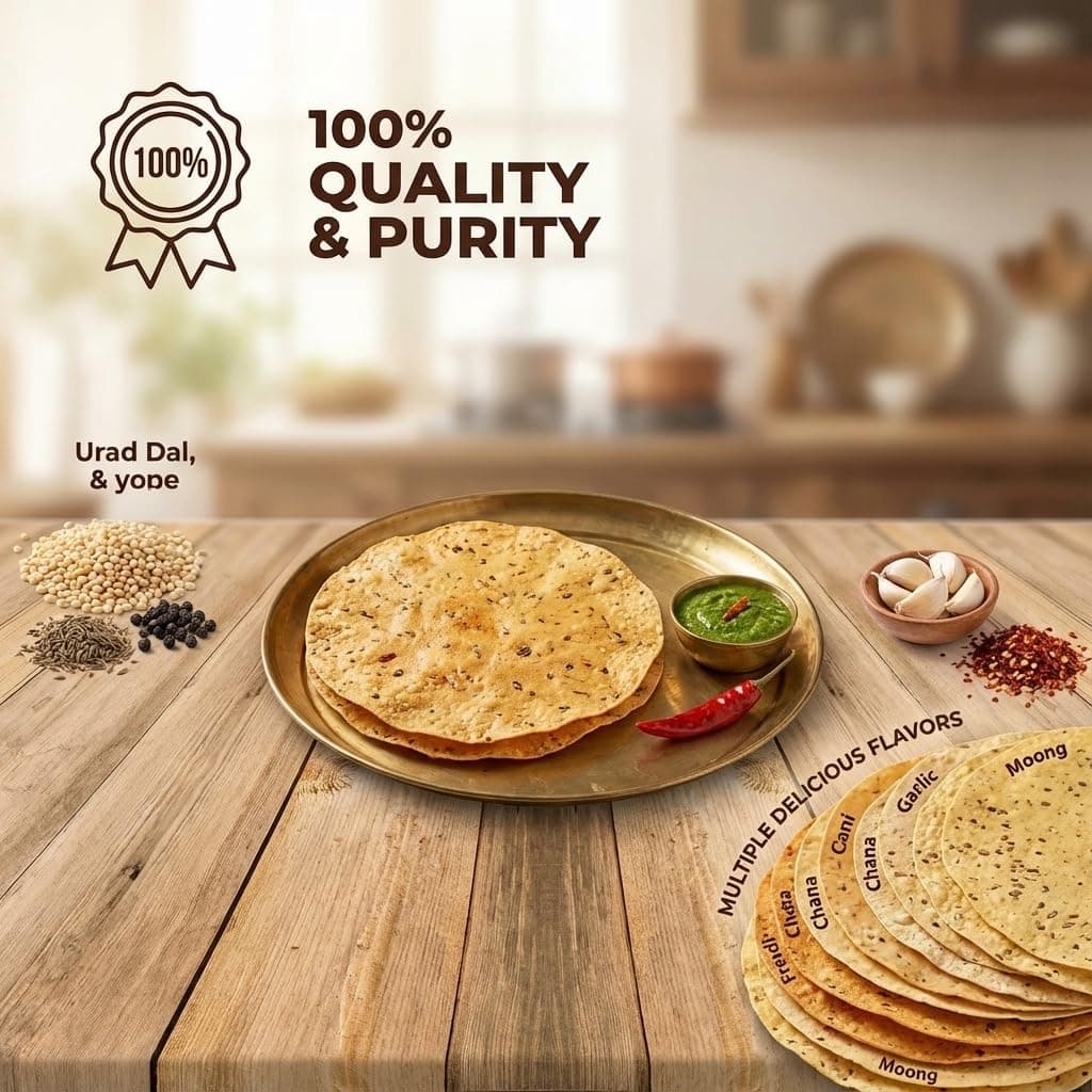 Om Uttam Chana Masala Papad - 100% Natural Papad | 400 Gram | Fresh and Homemade — image 3