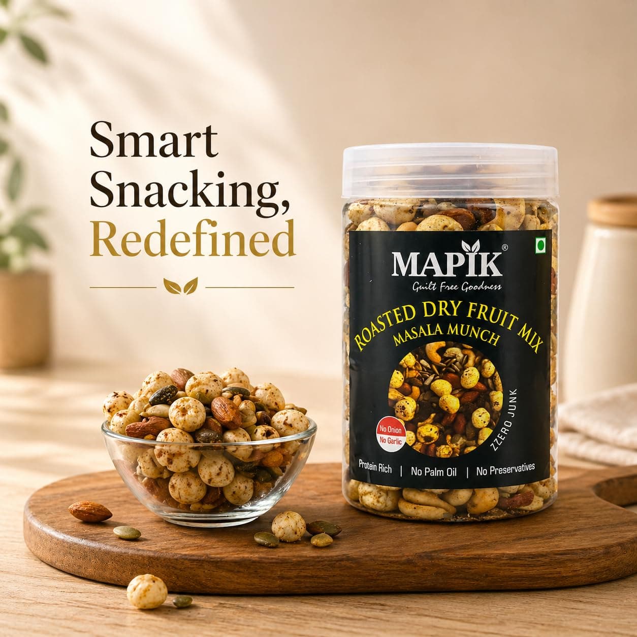 Mapik Roasted Dry Fruits Mix Masala Munch | Premium Trail Mix | Almond,Cashew,Seeds,Makhana & Dried Fruits | High Protein Crunchy Snack | No Palm Oil No Preservatives(200g) — image 2