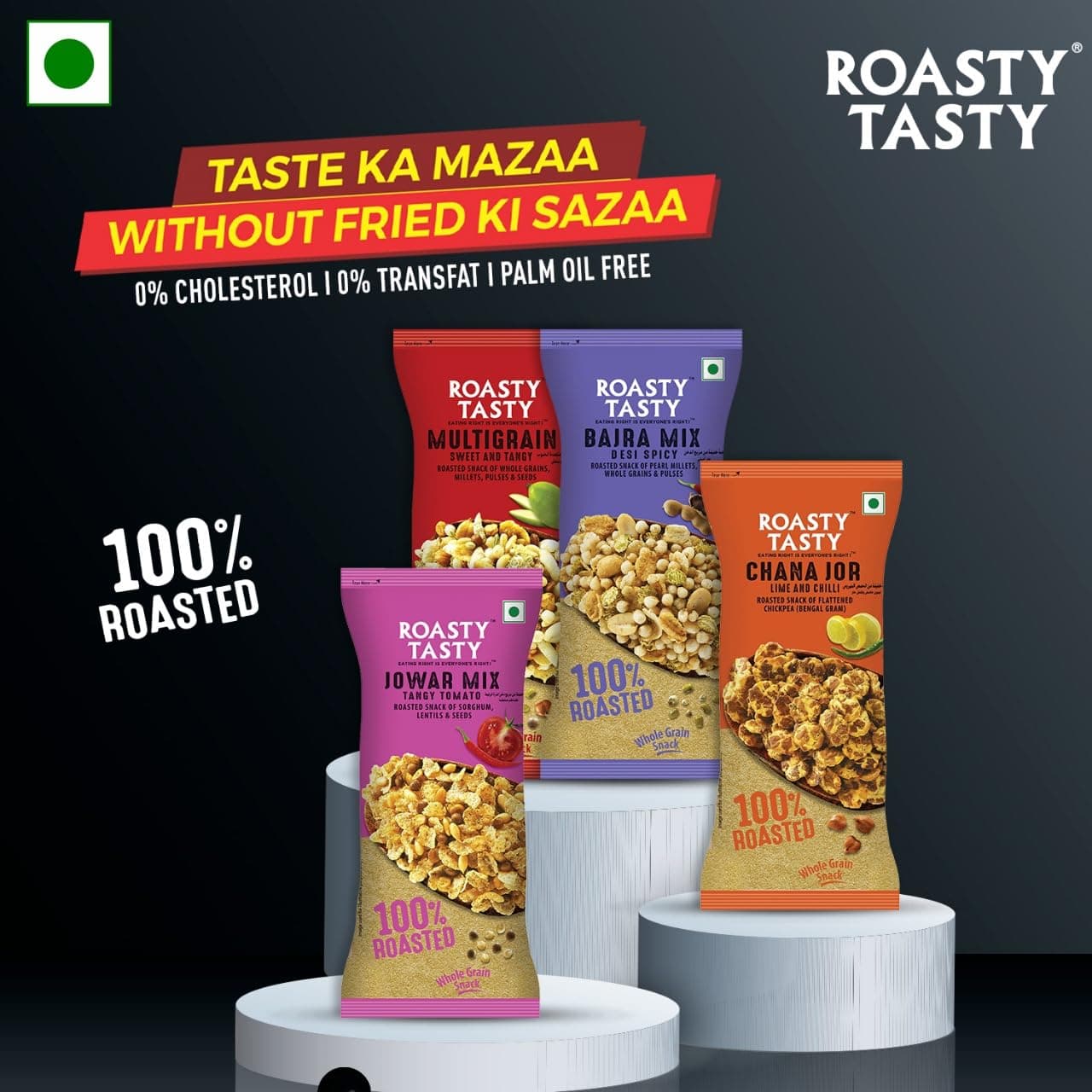 Roasty Tasty Assorted Namkeen Combo | Roasted Millet Snacks Pack | Palm Oil-Free, No Cholesterol, No Trans Fat Snacks, Namkeen & Roasted Chana I Replacement to fried namkeen, potato chips, bhujiya | Healthy Snacks for Weight Management | Pack of 10 — image 5