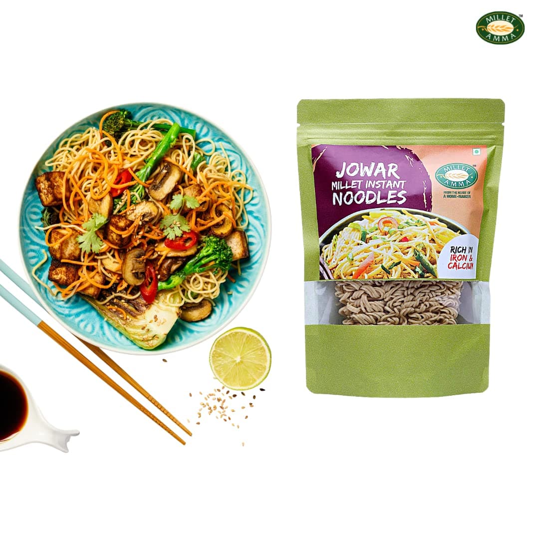 Millet Amma Little Millet Instant + Jowar Millet Noodles Combo - 350 Gms, Pack of 2 - Each 175 Gms, Easy & Ready to Cook, Zero Maida & Vegan, Best Choice for Instant Breakfast & Dinner — image 7