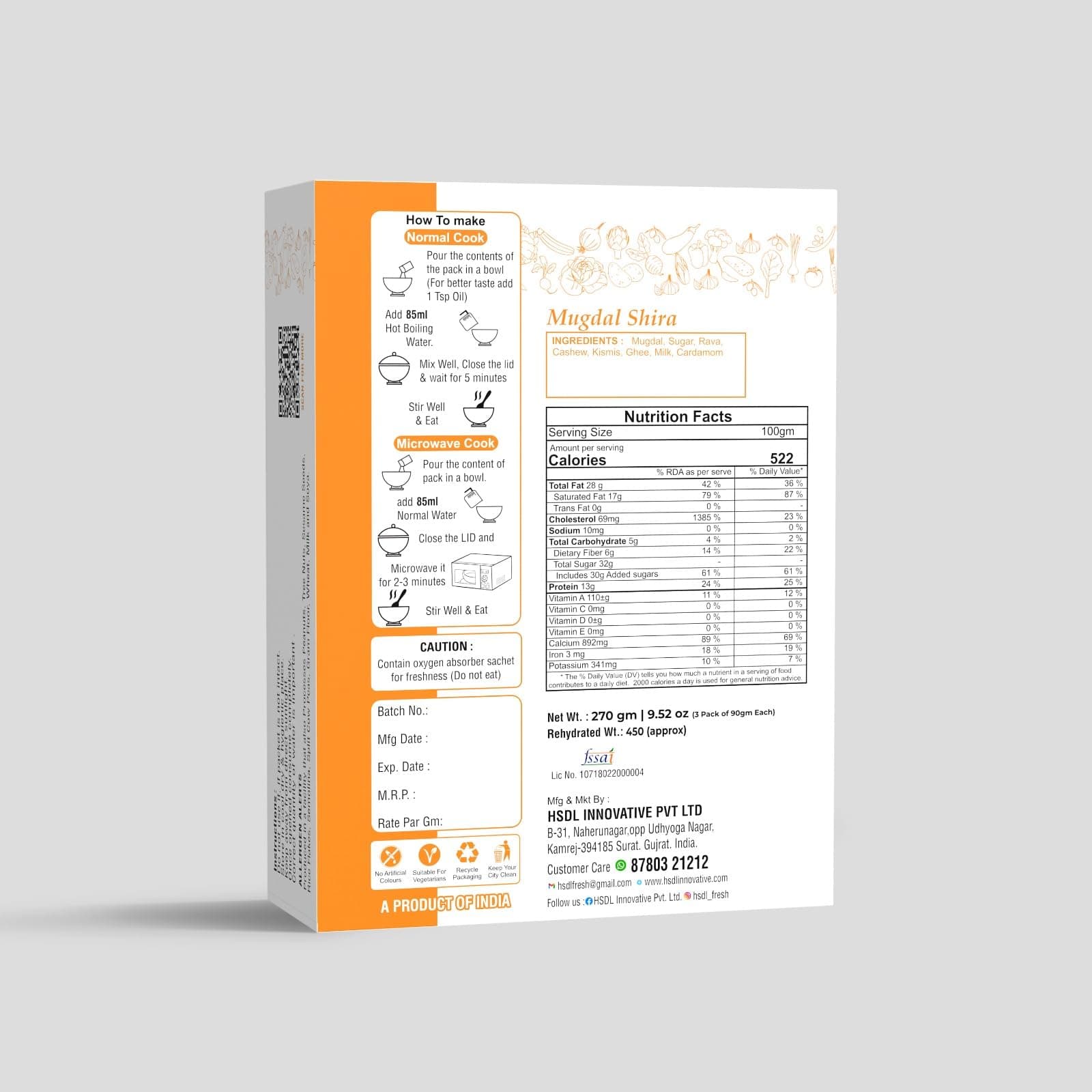 Ready To Eat Mugdal Shira (Freeze Dried), Instant Food, Travel Food, No Preservatives, No Added Artificial Colours & Flavours, Just Add Hot Water Or Cook, 270g (3 pack of 90 gm Each) — image 2