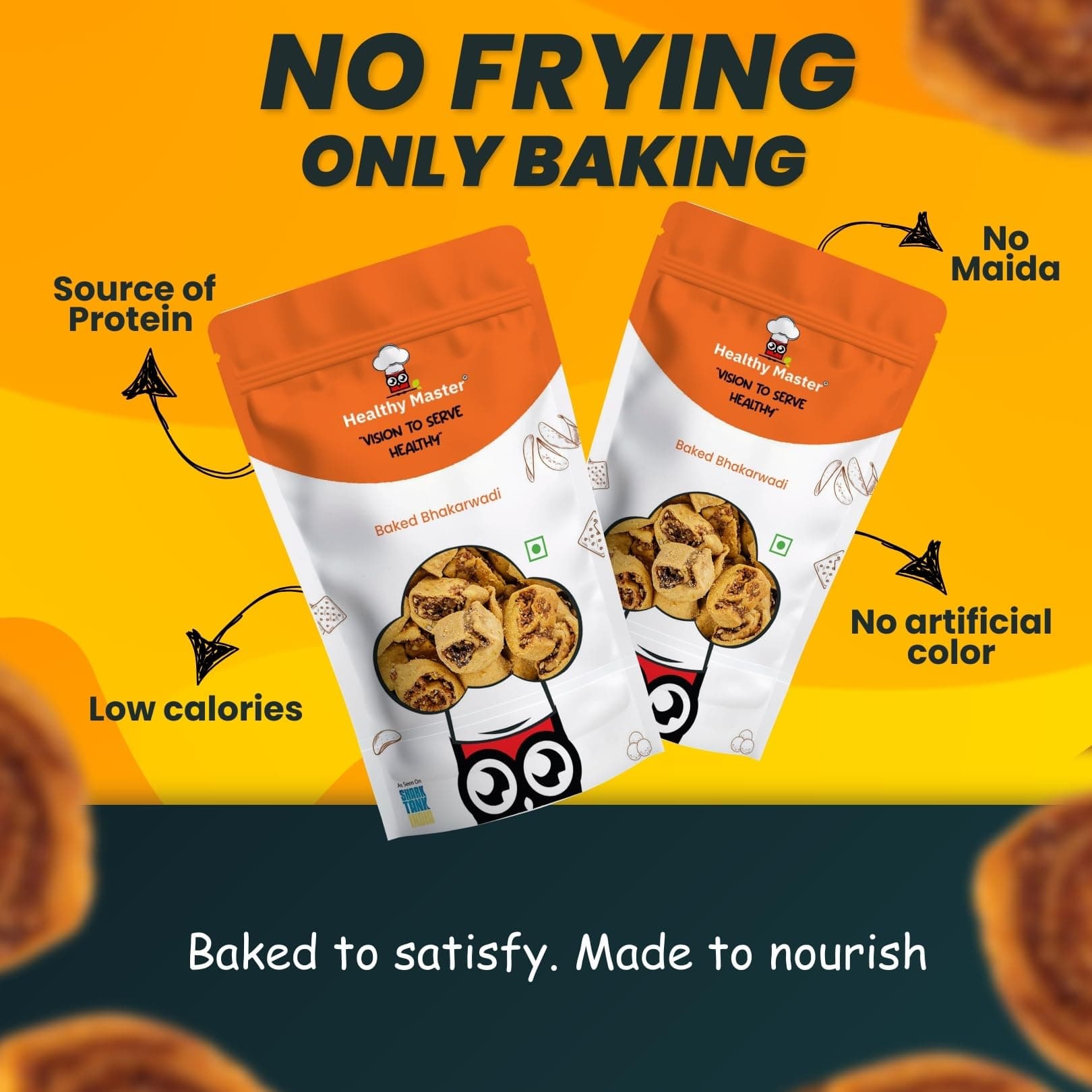 Healthy Master Baked Bhakarwadi, 250g | Healthy Gujarati Snacks | Crispy Bakarwadi | Morning and Evening Snacks | No Palm Oil, No MSG, No Preservatives | High-Fiber & Diet-Friendly — image 3