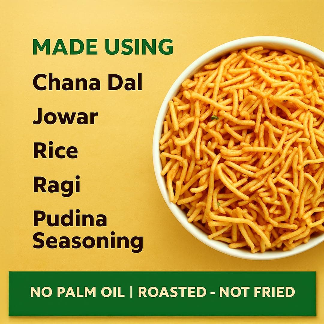 Eat Better Co - Millet Bhujia Pudina Masti Chatpata, Healthy Namkeen Snacks – Roasted, Not Fried | No Palm Oil | Healthy Replacement of Chips and Fried Namkeens (100 gram pack) — image 4