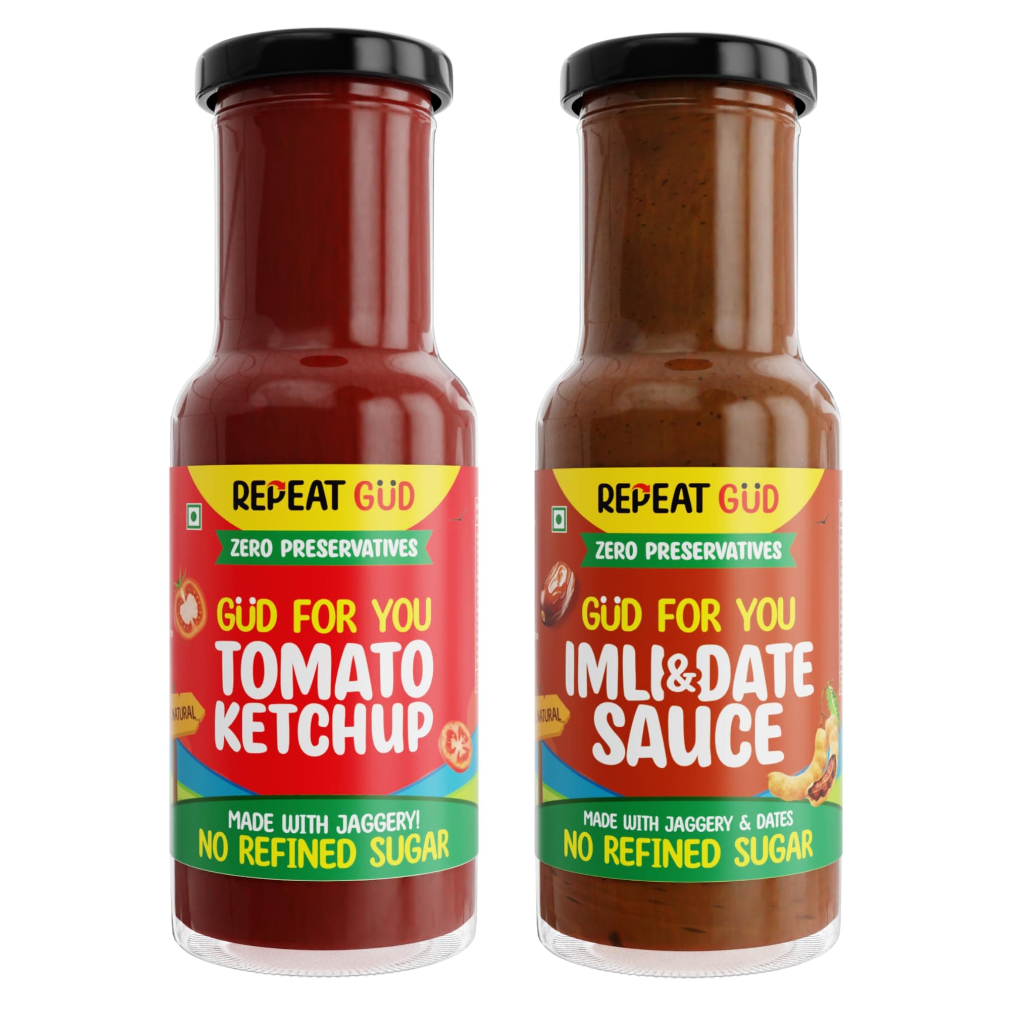 REPEAT GUD Healthy Sauces (Tomato Ketchup, Imili & Dates Sauce) | No Refined Sugar, Made With Jaggery | No preservatives | GUD For Kids | 100% Natural Ingredients & Chemical free (Pack of 2) — image 2