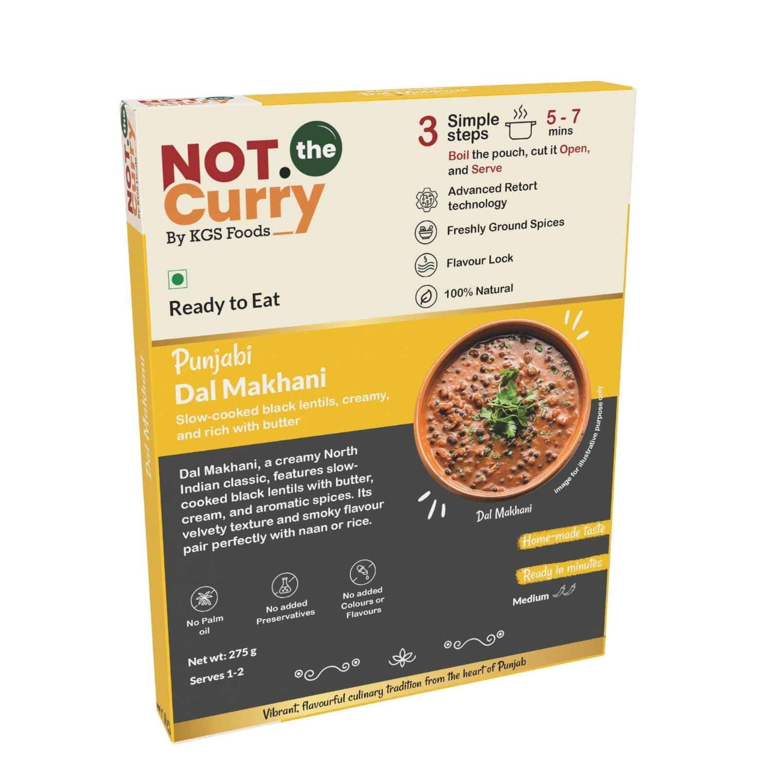 Not The Curry Ready to Eat Dal Makhani | Instant Punjabi Curry | Creamy Black Lentils & Kidney Beans | Heat & Eat Meal | No Preservatives | 300g Pack | Serves 2 | 12-Month Shelf Life | Authentic Indian Food — image 2