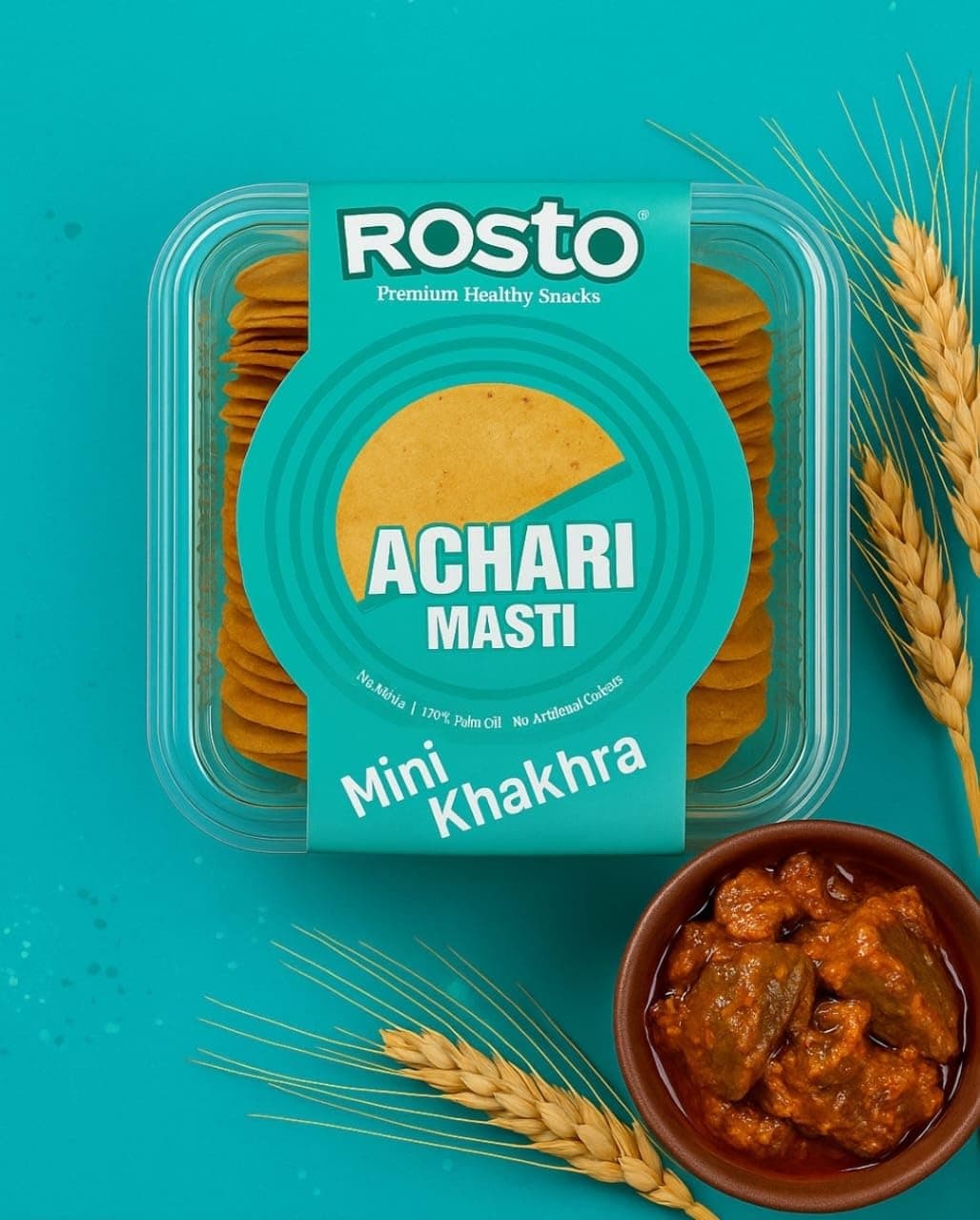 India's Best Brand Rosto Achari Masti Mini Khakhra, Roasted, No Palm Oil, No Artificial Colour, No Onion No Garlic, 200 g (Pack of 2) Total 400g — image 4