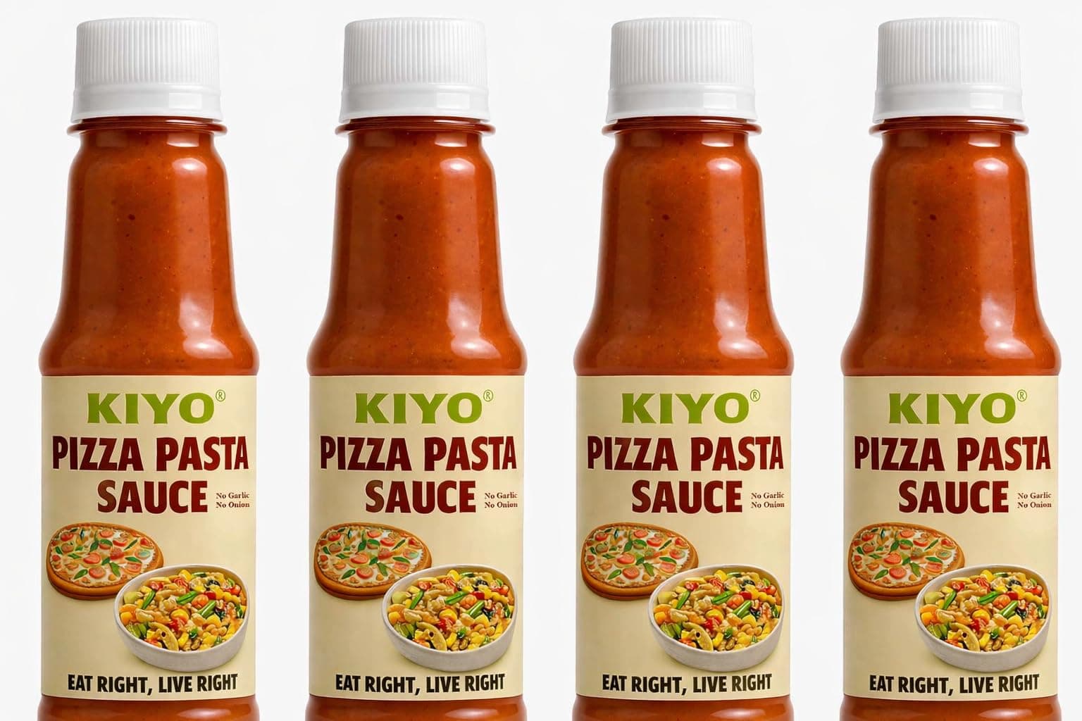 KIYO Fresh Pizza Pasta Sauce || No Onion & No garlic || 100% Natural & Vegan Ingredients || No Added Flavours & Colours || Enjoy It with Pizza, Burger & Pasta in Fresh Pantry 200 gm (Pack Of 4) — image 2