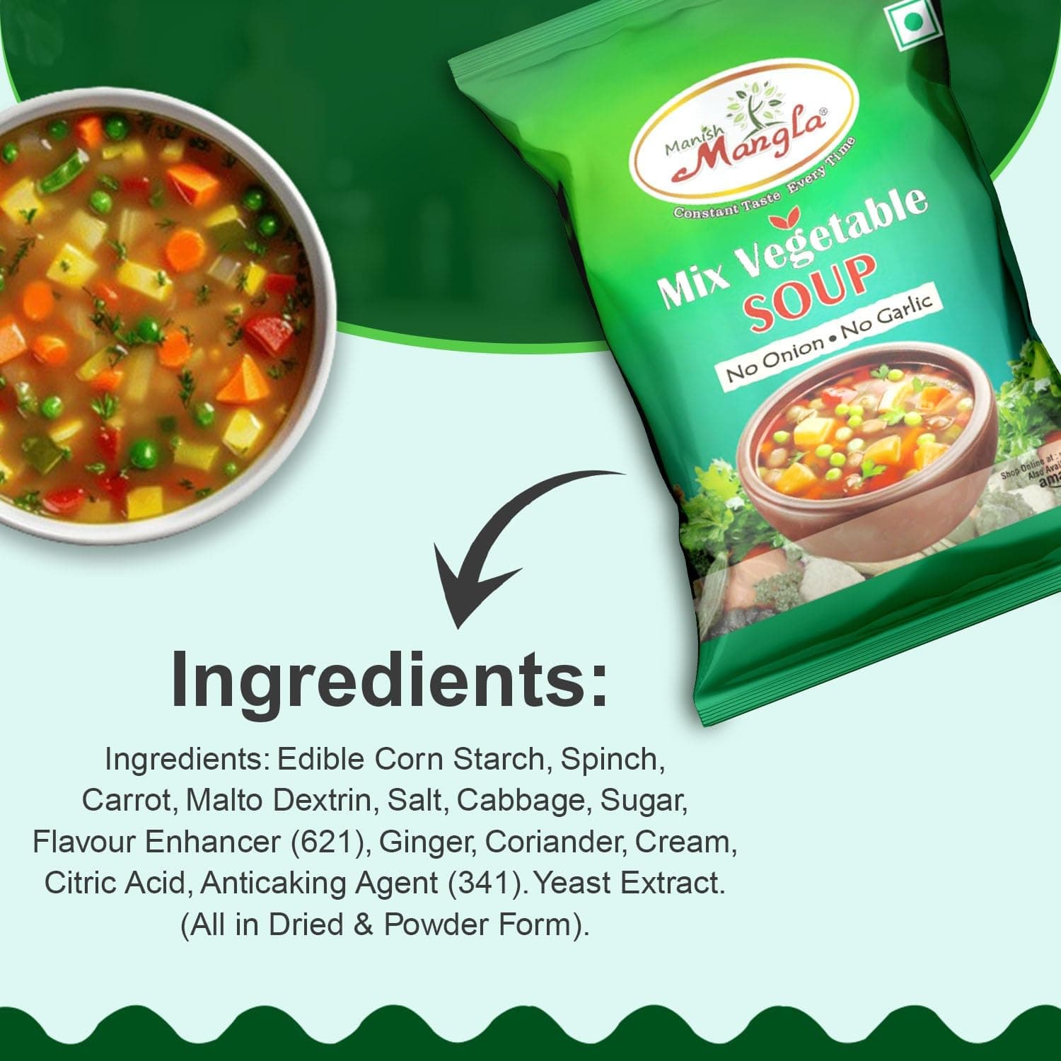 Manish Mangla Mix Vegetable Soup 200g | Instant Veg Soup Powder No Onion No Garlic | Healthy Soup Mix | Quick Soup Ready in Minutes | Rich Taste Vegetable Soup Powder — image 5
