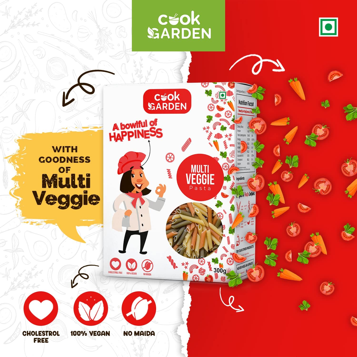 CookGarden Multiveggie & Multi Grain Pasta 300g | Healthy Pasta | Pack Of 2 — image 5