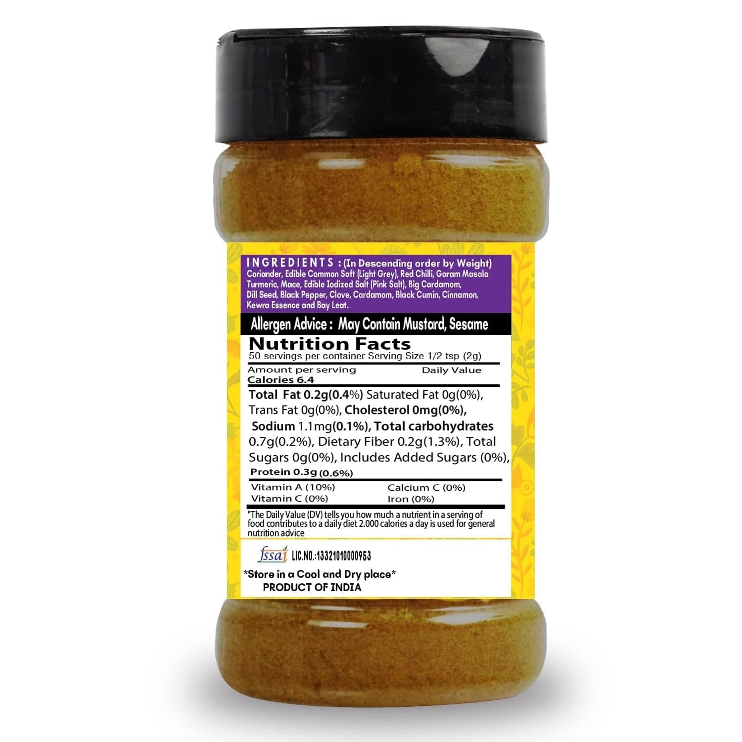 SARANZ Hyderabadi Biryani Masala Perfect for Cooking, Ready to Use, Natural Flavored Masale , Spice Powders and Masalas, Premium Artisanal Spices with Rich & Strong Flavour-100 Grams Sprinkler Jar — image 2