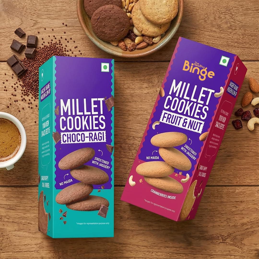 The Healthy Binge Assorted Millet Cookies – Healthy Snacks Combo | Millet Cookies | Jaggery Cookies | Healthy Snacks for Kids and Adults 180g Pack of 2 — image 3