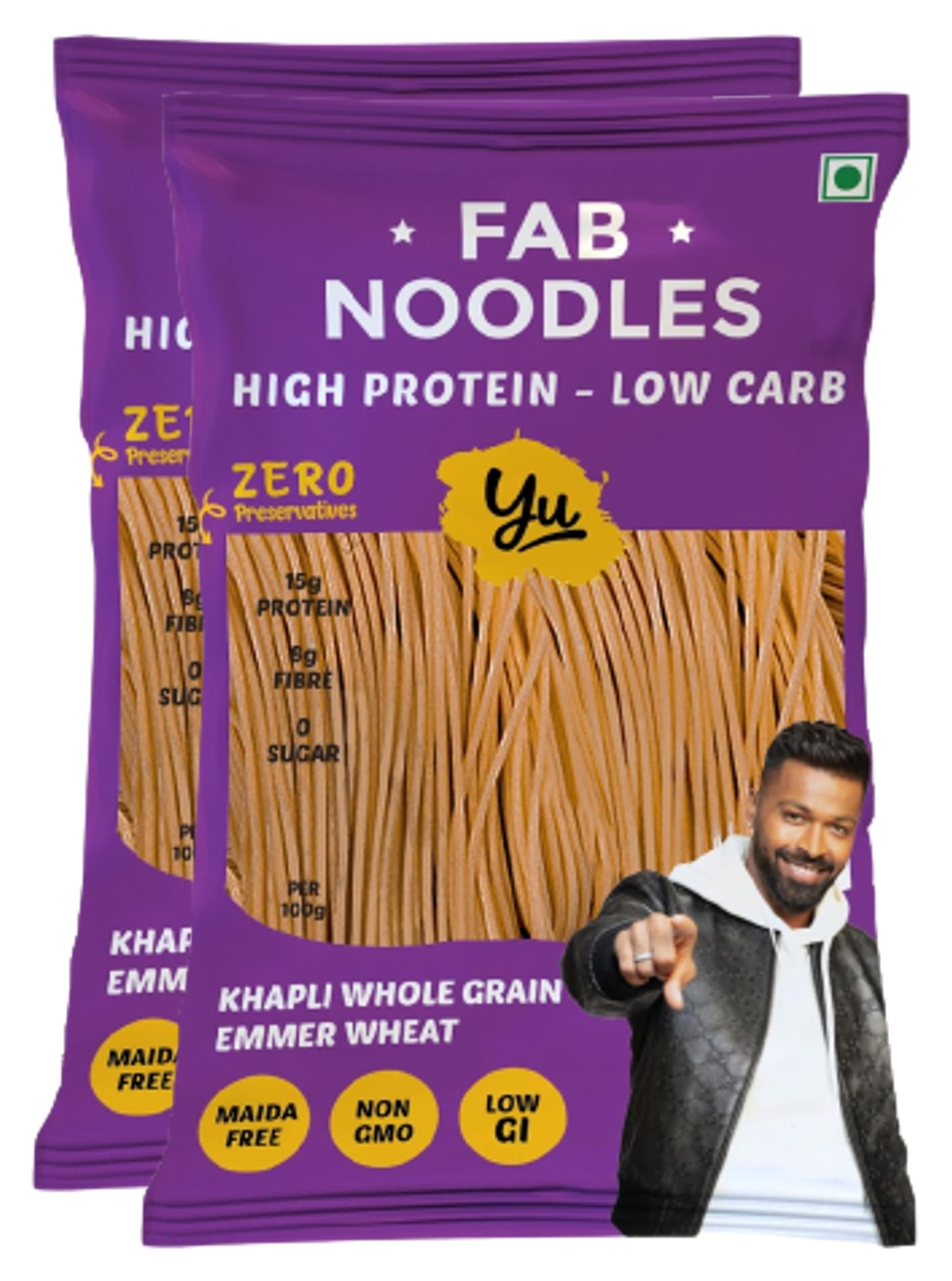 Yu Foodlabs Fab Noodles-Low Carb&High Protein-Zero Maida&Made Using Special Grade Atta-Not Fried Healthy Wheat Noodles-No Preservatives&100% Natural-5 Mins-Serves 6-300 Gram(Pack Of 2) — image 2