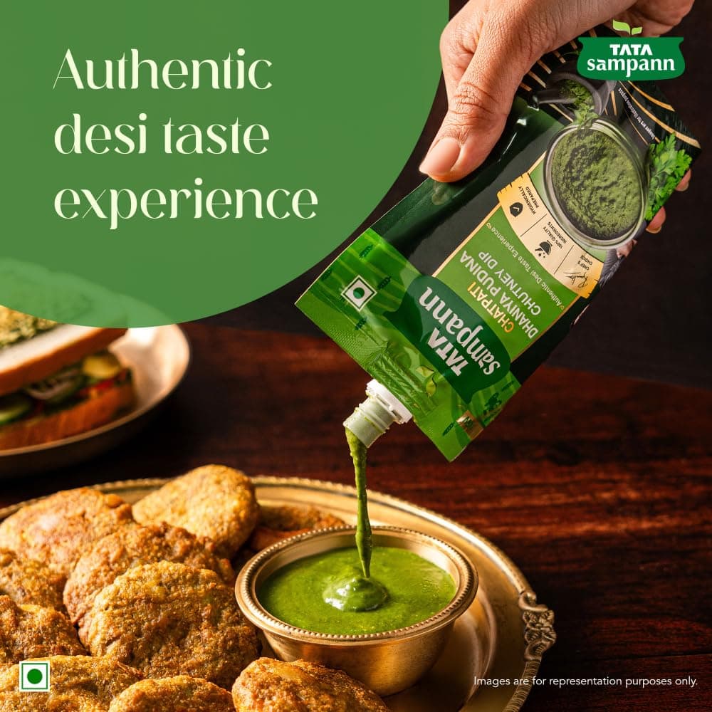 Tata Sampann Chatpati Dhaniya Pudina Chutney Dip, Made with Fresh Coriander and Mint, Tangy and Flavorful, Hari Chutney, Ready to eat, Pairs well with Parathas, Chaats & Snacks, 100% Quality Ingredients, Hygienically Prepared, 200 g — image 2