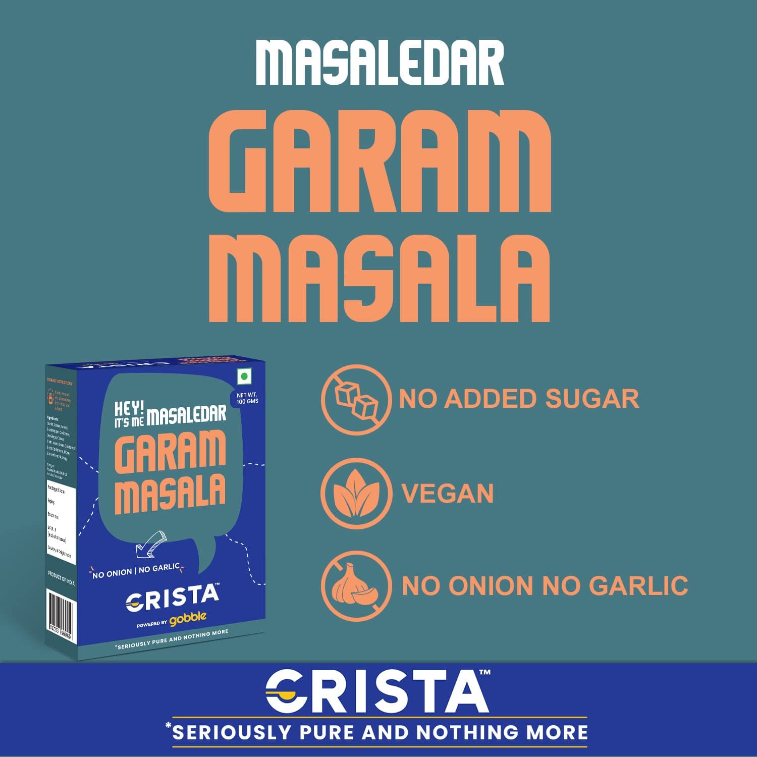 CRISTA Masaledar Garam Masala | Mixed Spices Blend | Zero added Colours, Fillers, Additives & Preservatives | Vegan | No Added Sugar | No Onion | No Garlic | 100 gms — image 4