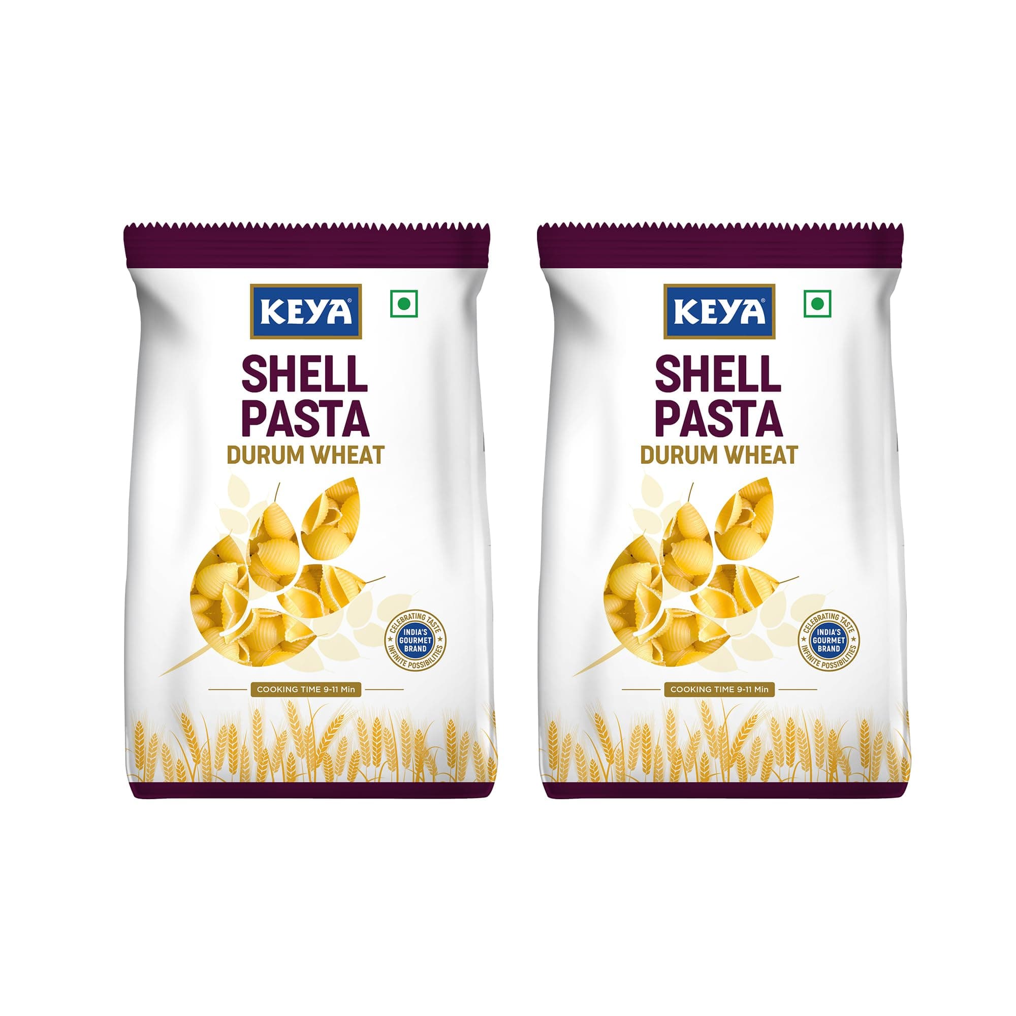 Keya No Maida 100% Durum Wheat Shell Pasta 400gm, Pack 2