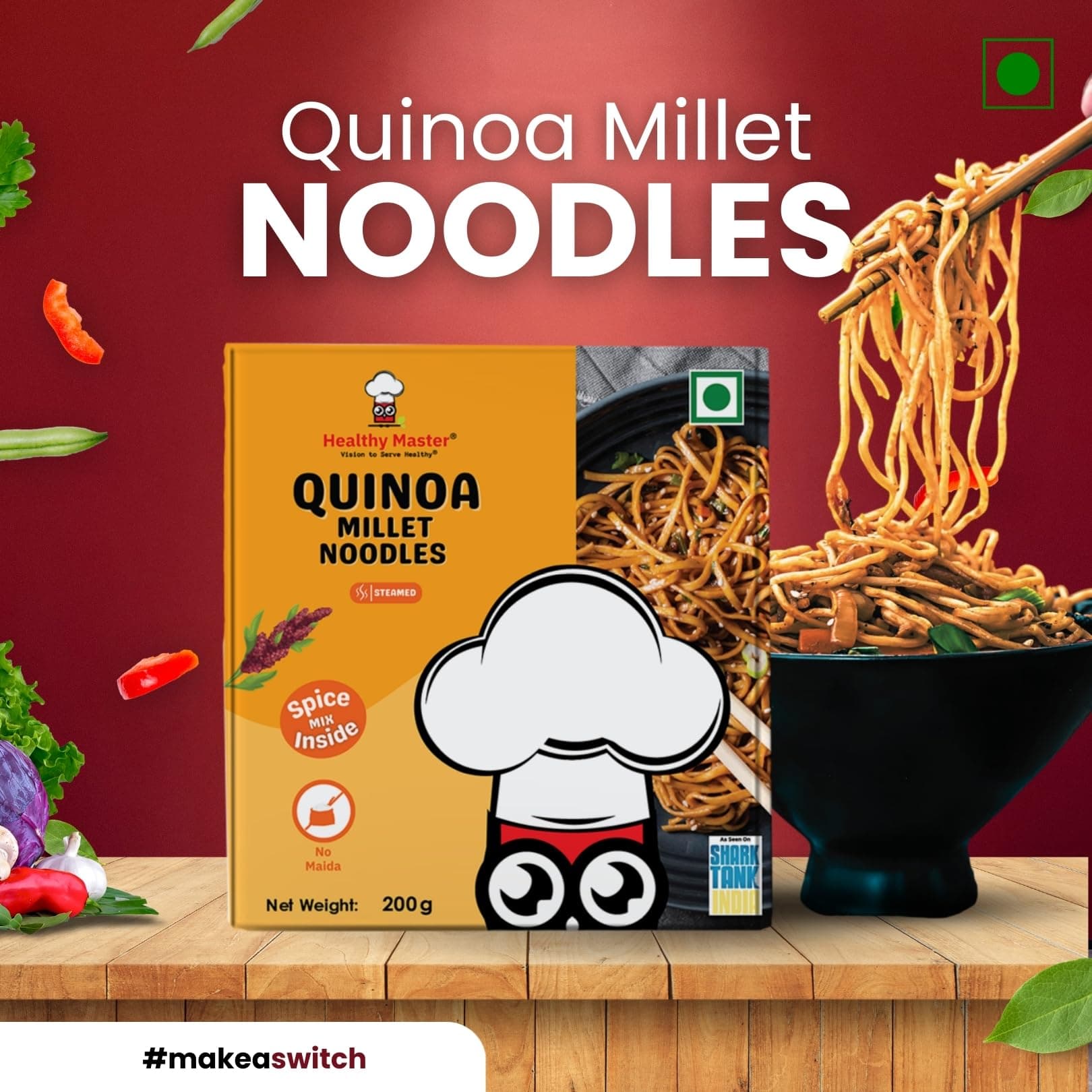 Healthy Master Quinoa Millet Noodles | 2 Pack x 200g | No Maida, No MSG | Not Fried | Ready to Cook | Vegan Noodles | Healthy Noodles for Kids & Adults — image 4