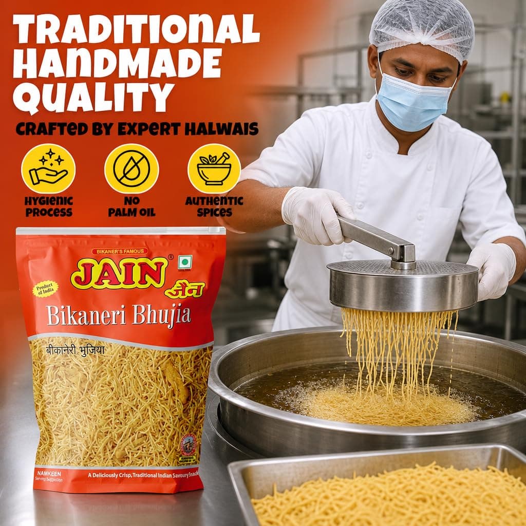 JAIN Bikaneri Bhujia, Size - 1Kg, Asli Bikaneri, Handmade, No Palm Oil, Zipper Pack — image 3