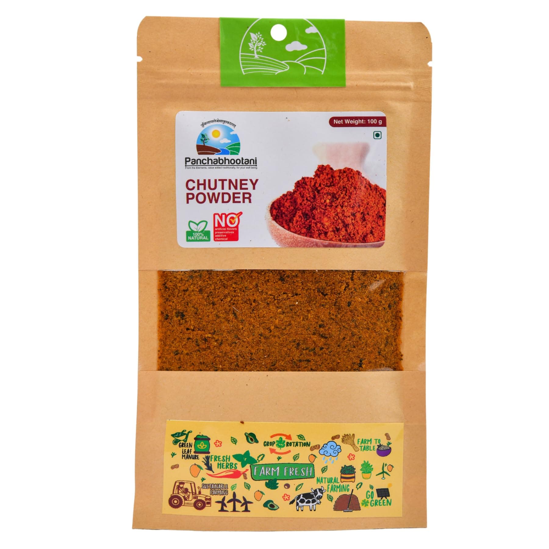 Panchabhootani Chutney Powder 100g | Savour As Dip Or Chutney, Sprinkle Over Dosa & Idly, Long-Shelf Life, No Garlic & Onion, No Added Preservatives & Colour, Purely Hand Picked lentil & Red Chilies