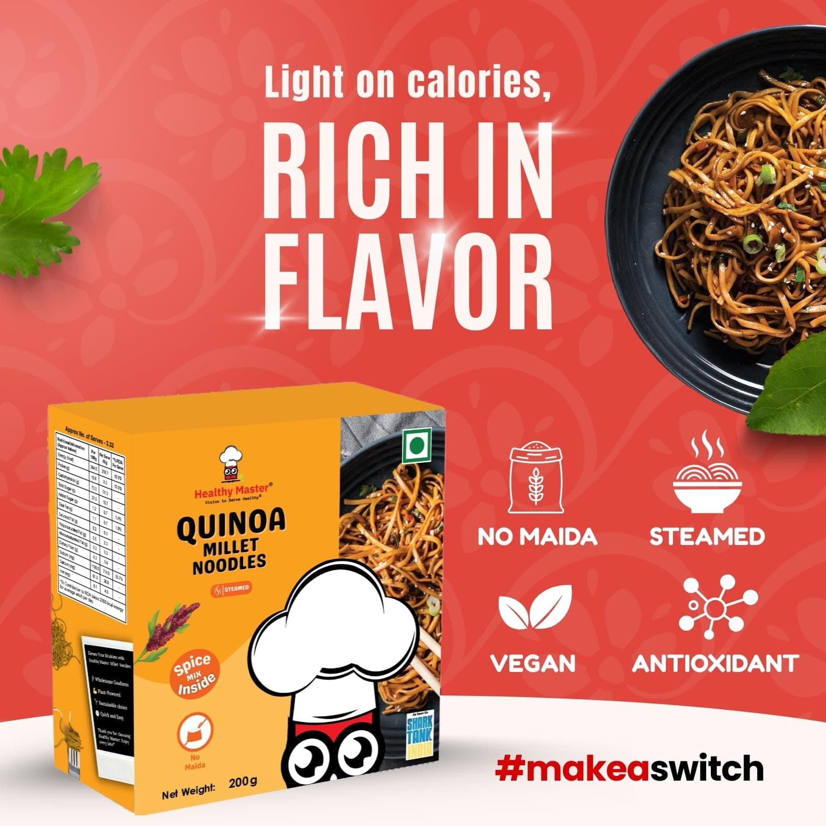 Healthy Master Quinoa Millet Noodles | 2 Pack x 200g | No Maida, No MSG | Not Fried | Ready to Cook | Vegan Noodles | Healthy Noodles for Kids & Adults — image 10