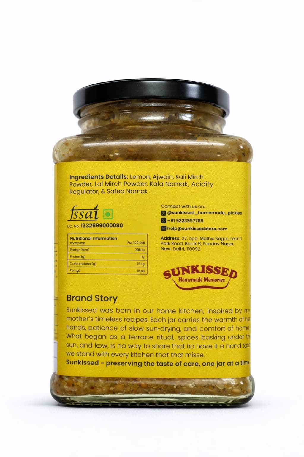 Sunkissed Homemade Memories Fresh Lemon Pickle 250g| Nimbu ka Achar with No Onion & Garlic | Nimbu tangy Oil-Free Pickle | Traditional Grandma-Style Recipe | No chemical, No Preservative — image 2