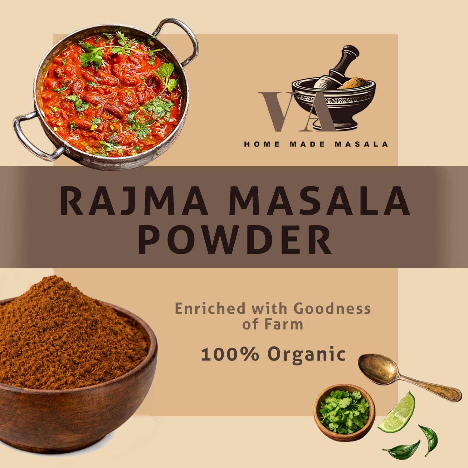 VA HOME MADE MASALA Mixes Rajma Masala| 500 GM | Pure Jain Spices | Bold North Indian Taste | No Onion No Garlic | No MSG | No Added Colours | No Preservatives — image 2