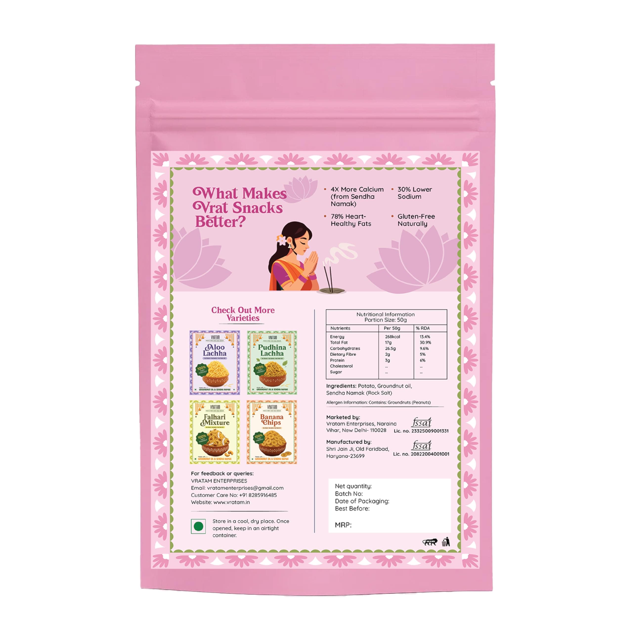 Vratam Potato Wafers | Healthy Namkeen Snacks for Diet | No Onion No Garlic No Palm Oil | Homemade Tasty Potato Chips Made in Groundnut Oil | Sendha Namak Aloo Chips 110G (pack of 1) — image 8