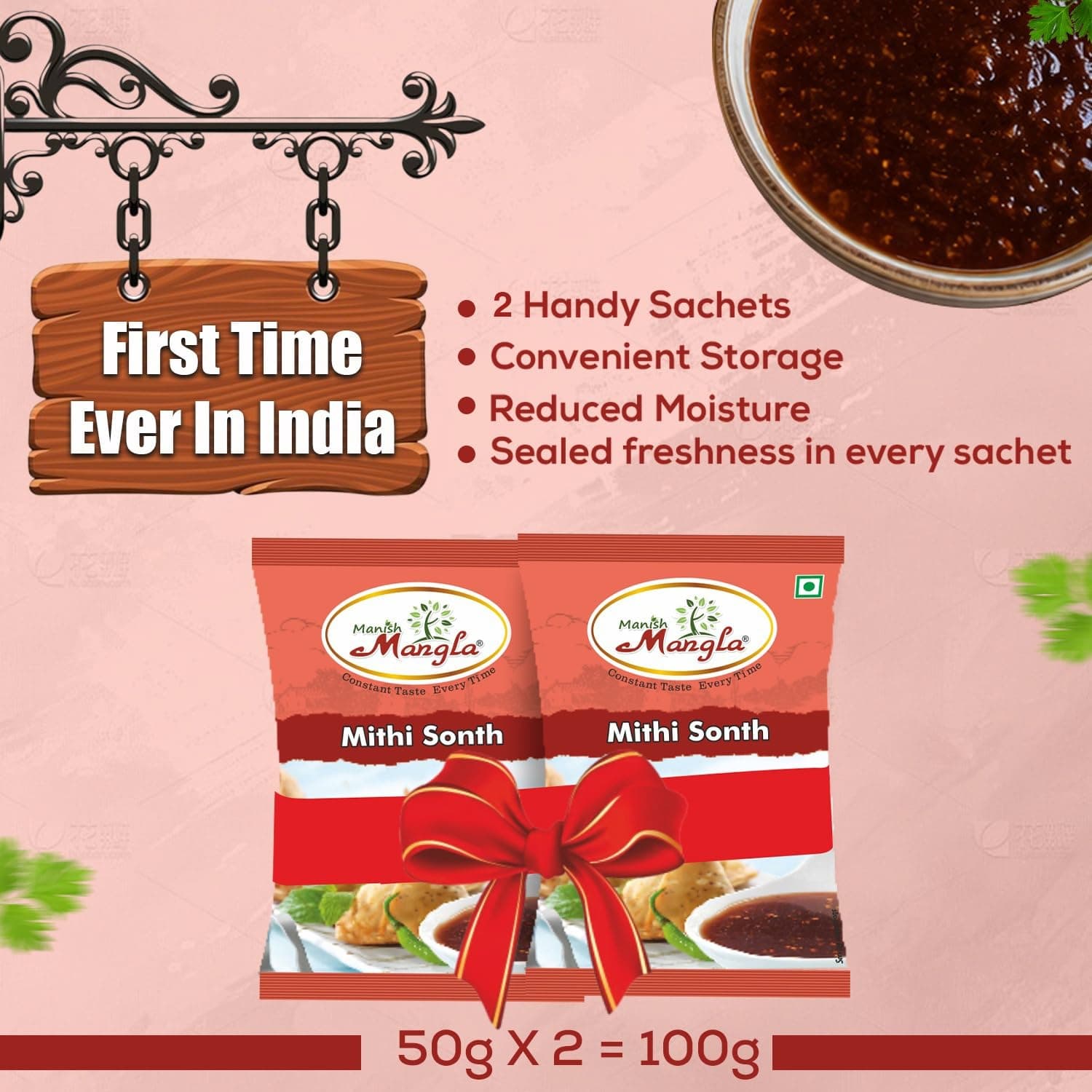 Manish Mangla Meethi Sonth Chutney Mixed Masala Powder, No Onion No Garlic, 100g — image 6