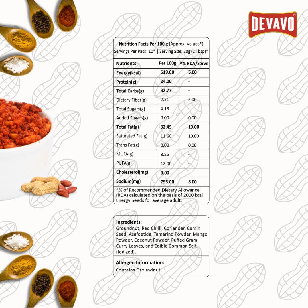Devavo Solapuri Peanut Chutney | Authentic Hand Pounded Shengdana/Mungfali Chutney | Ready to Eat | No Onion & Garlic | No Artificial Colour & Flavour | No Preservatives (200 g) — image 2