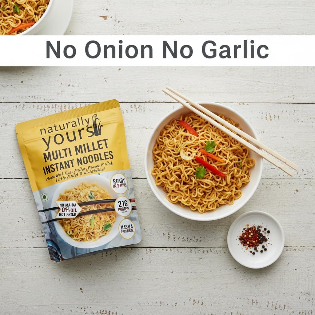 Naturally Yours Multi Millet Instant Noodles 175g | Kodo & Little Millet + Whole Wheat | 21g Protein | High Fiber | No Maida | Non-Fried | No Onion No Garlic Jain-Friendly | Tastemaker | Pack of 1 — image 6