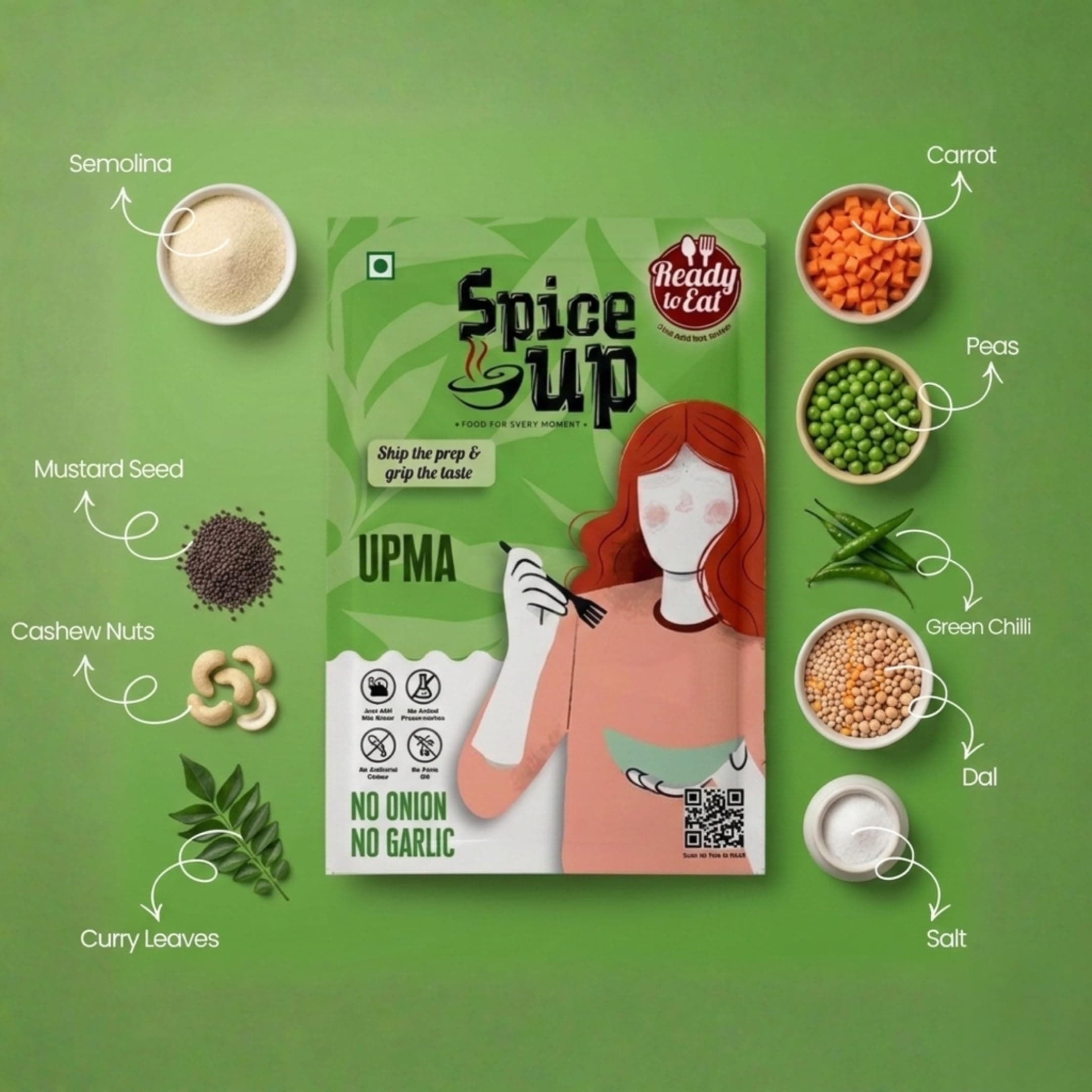 Spice Up Foods NONG Upma, 2 x 80g, Serves 2, Add Hot Water — image 7
